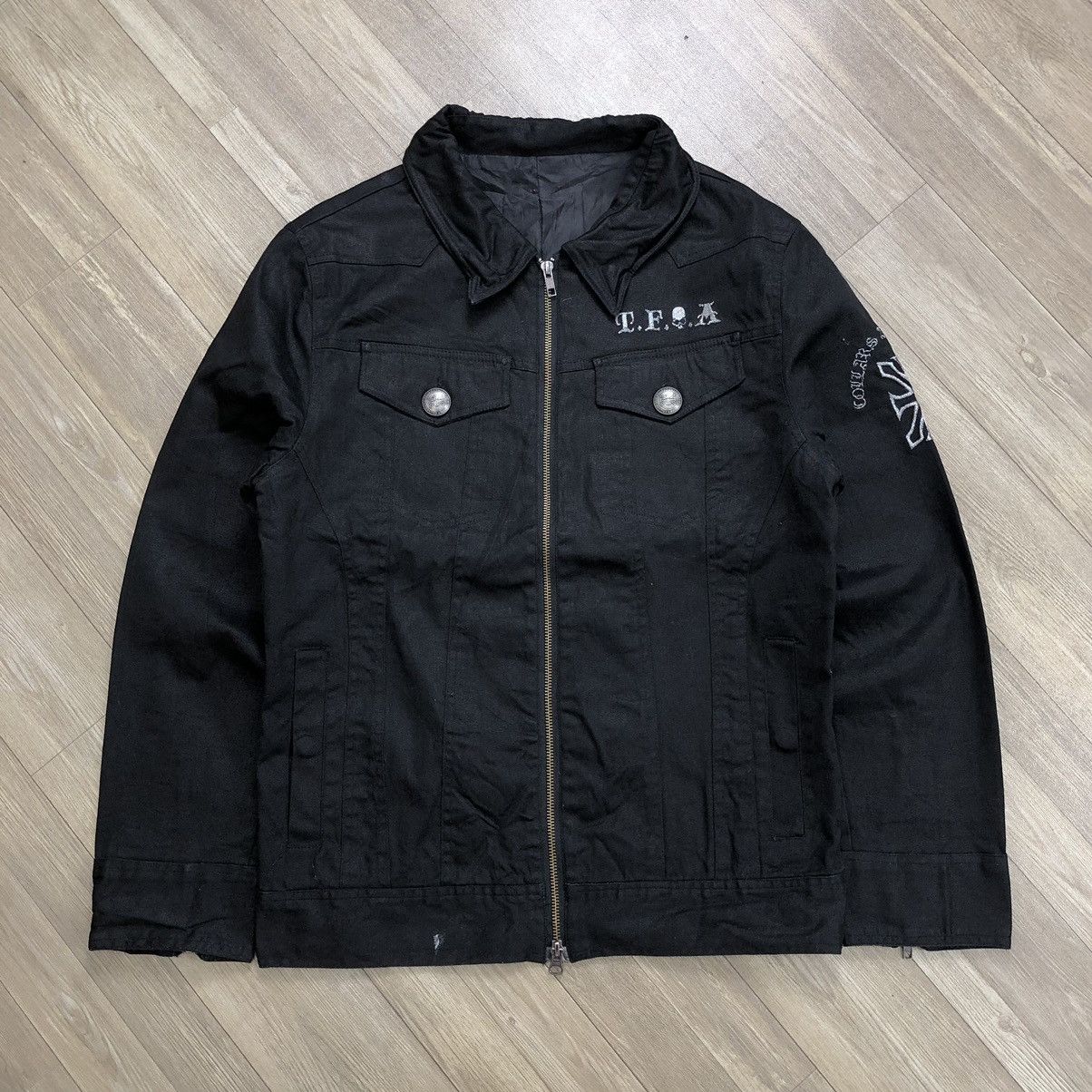 If Six Was Nine × Japanese Brand T.F.O.A Crown Cropped Skulls Head Work Jacket Lgb Goa Size US L / EU 52-54 / 3 - 1 Thumbnail