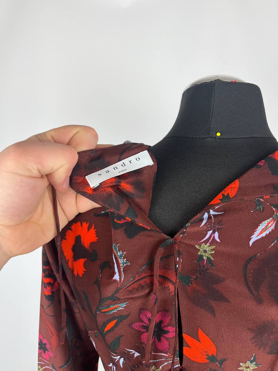 Designer × Sandro Sandro 100% Silk Dress Floral Print Bell Sleeves (0463) Size XS / US 0-2 / IT 36-38 - 8 Thumbnail