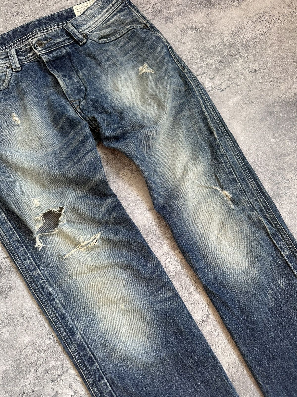Diesel Vintage Diesel Distressed Ripped Denim Jeans Japanese Stripe Size US 31 - 5 Thumbnail