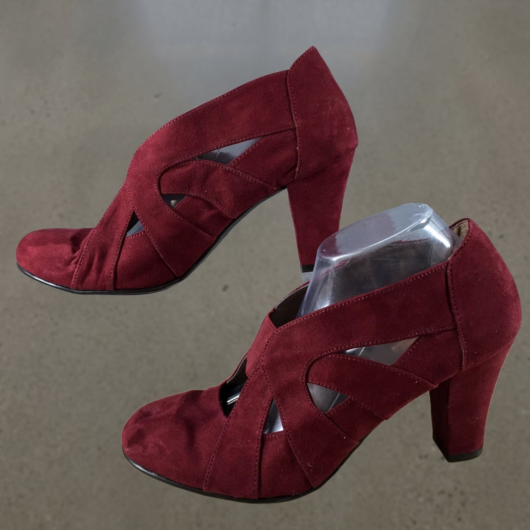 Vintage Aerosoles Heel Rest Boots Womens 11 M Ankle Booties Red Fabric Block Heel Leather? No Fabric Size US 11 / IT 41 - 1 Thumbnail