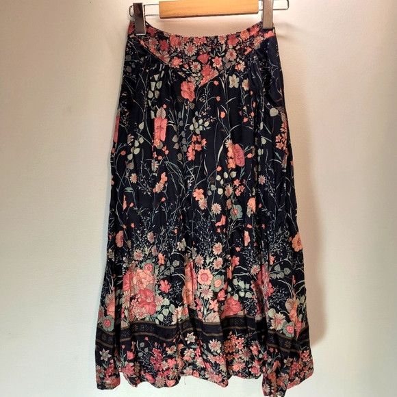 Vintage Vintage Tattoo California Floral Midi Skirt - Size 7 Size 24" / US 00 / IT 34 - 1 Thumbnail