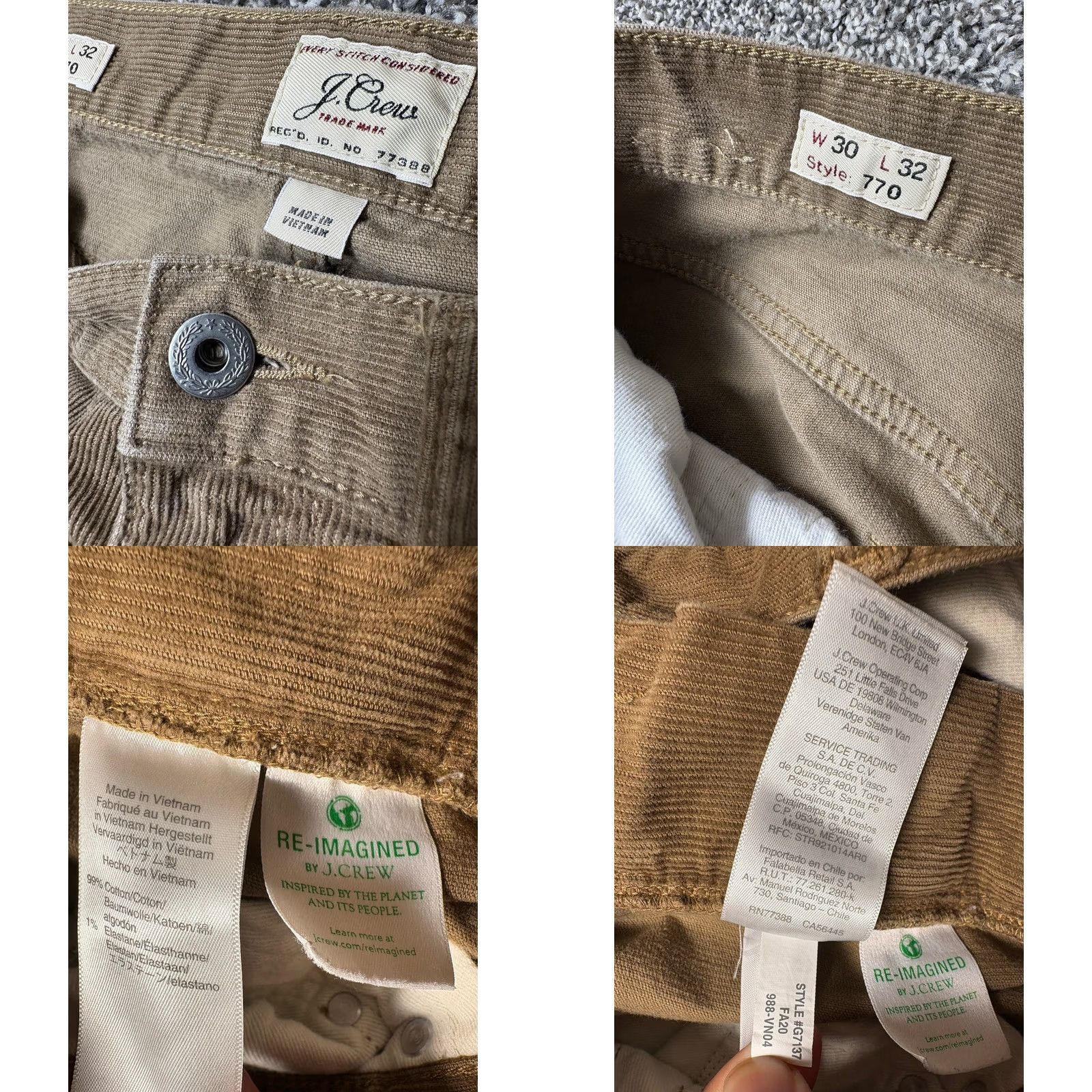 J.Crew J. Crew Corduroy Pants Mens 30x32 Brown Straight Retro 770 Grunge Preppy 90s Mens Size US 30 / EU 46 - 8 Thumbnail