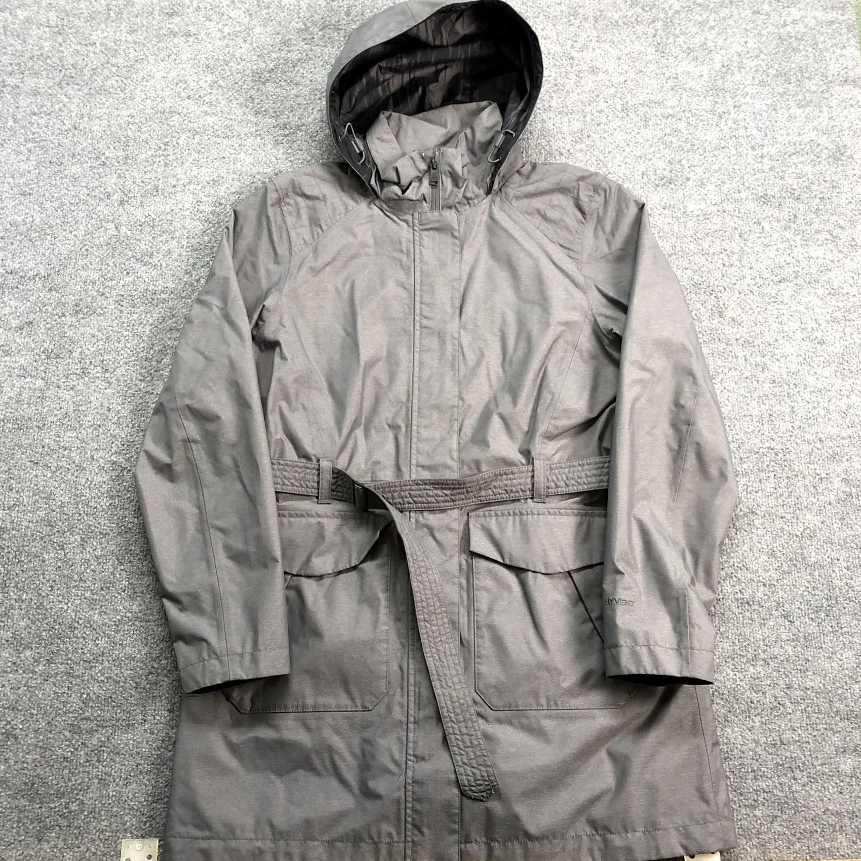 The North Face The North Face Womens Large Gray HyVent Hooded Rain Coat Belted Waterproof Size L / US 10 / IT 46 - 2 Thumbnail