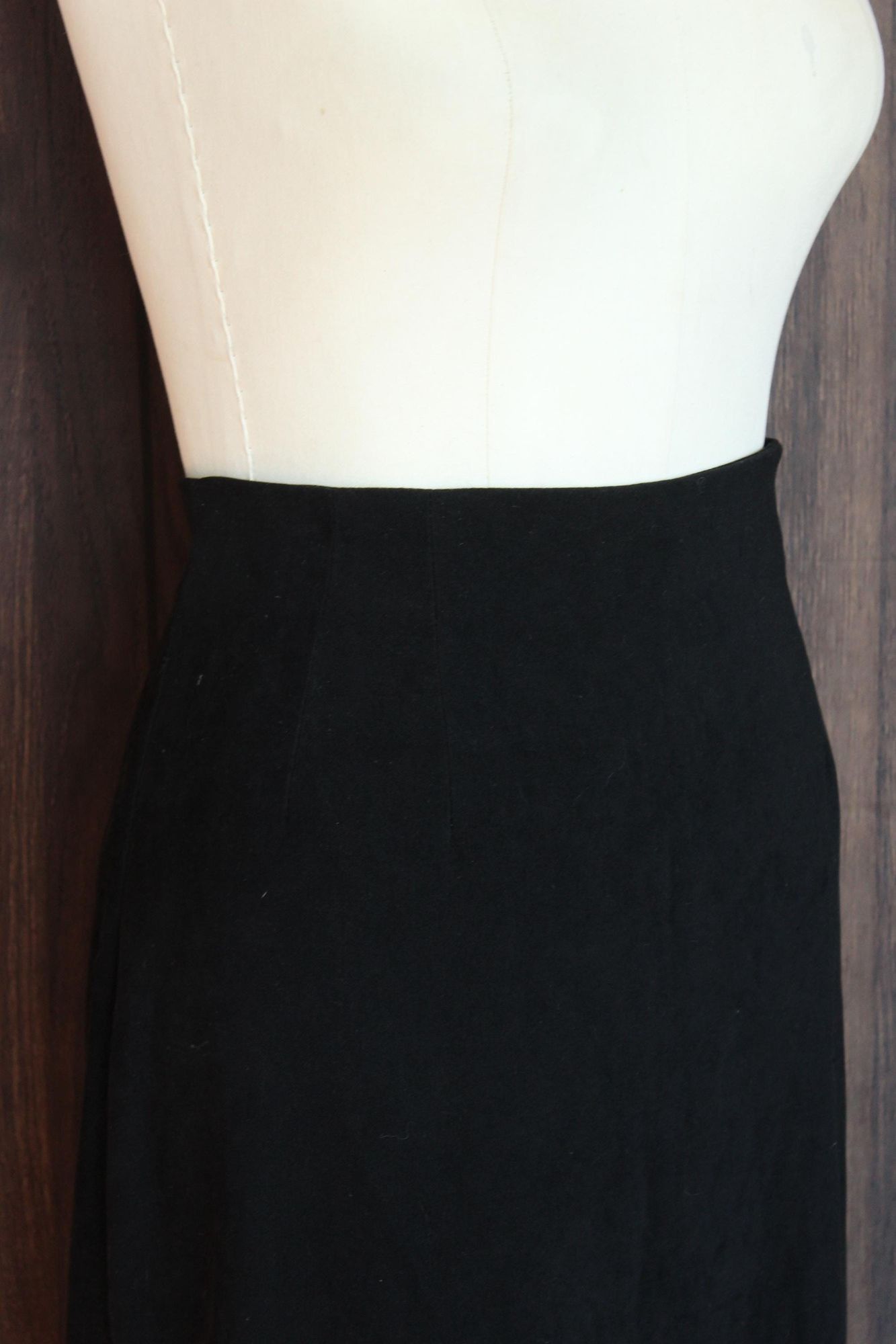 Vintage Vintage 1980s 1990s Pencil Skirt, Briggs Black Faux Suede, S Size 31" - 4 Thumbnail