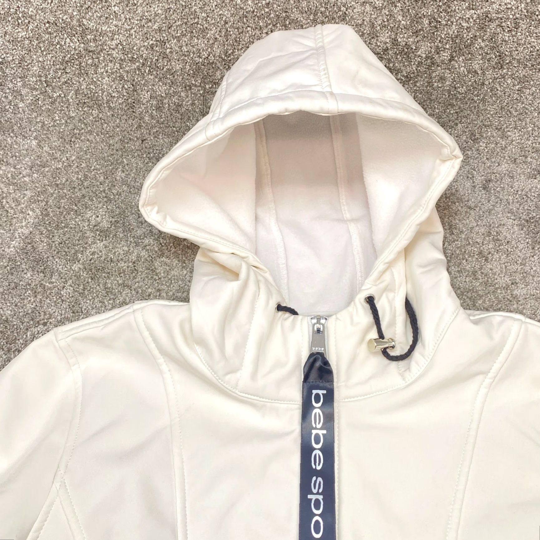 Bebe Bebe Sport White Hooded Jacket Womens XL Soft Shell Full Zip Coat Fleece Lined Size XL / US 12-14 / IT 48-50 - 5 Thumbnail