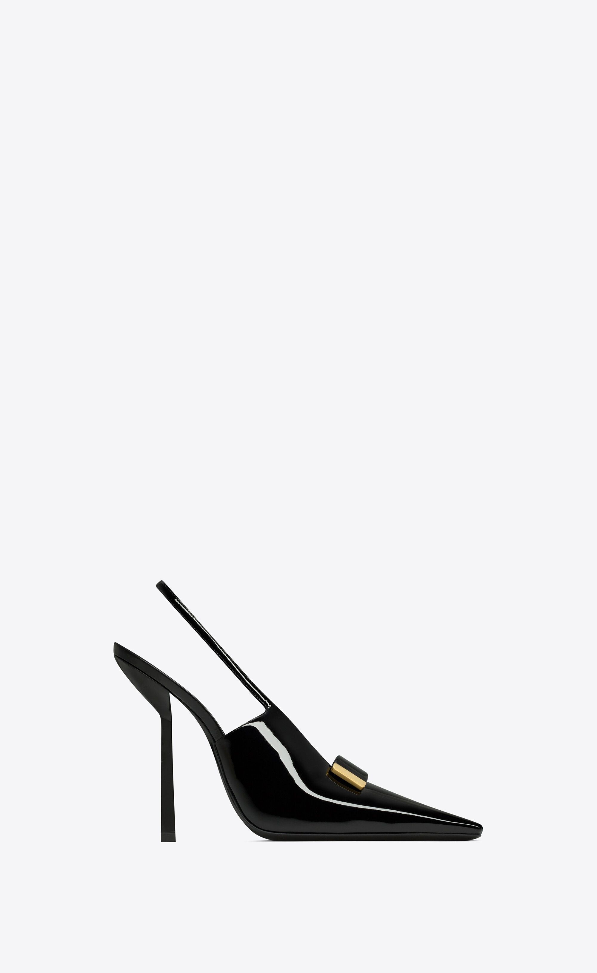 Saint Laurent Paris oc11z1125 Madame Slingback Pumps in Patent Leather in Black Size US 11 / IT 41 - 1 Thumbnail