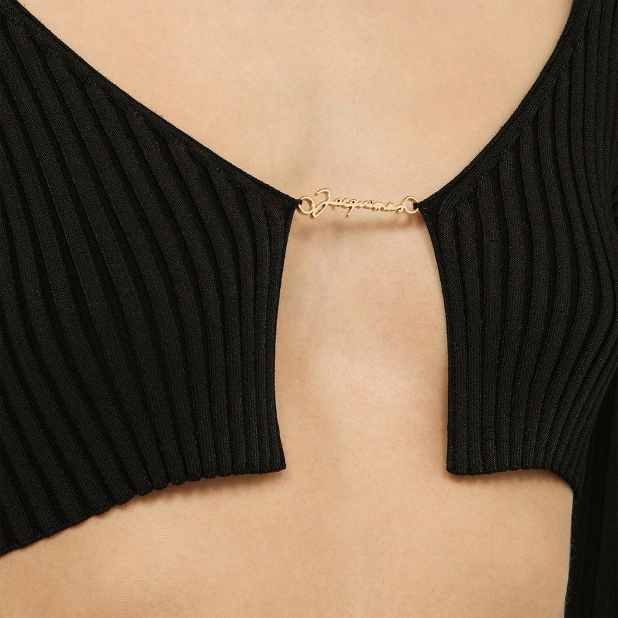 Jacquemus o1d2blof0824 La Maille Pralu Cropped Cardigan in Black Size S / US 4 / IT 40 - 4 Thumbnail