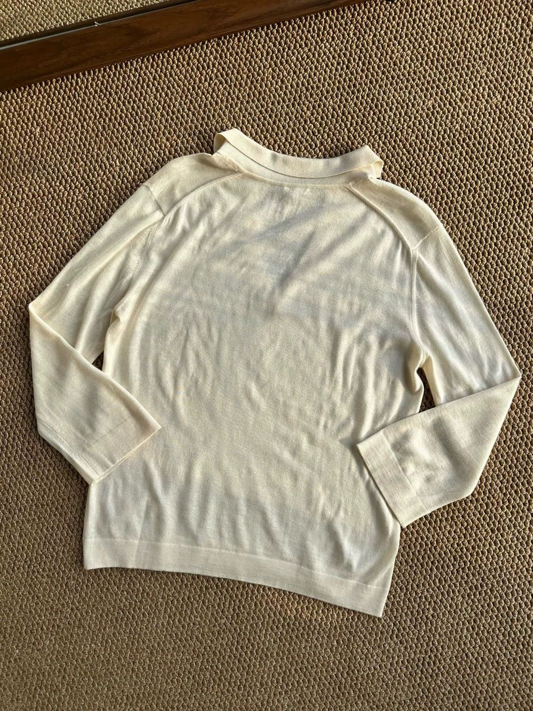 Hermes HERMES Margiela beige long sleeve V-neck top ME 98 Size M / US 6-8 / IT 42-44 - 3 Thumbnail