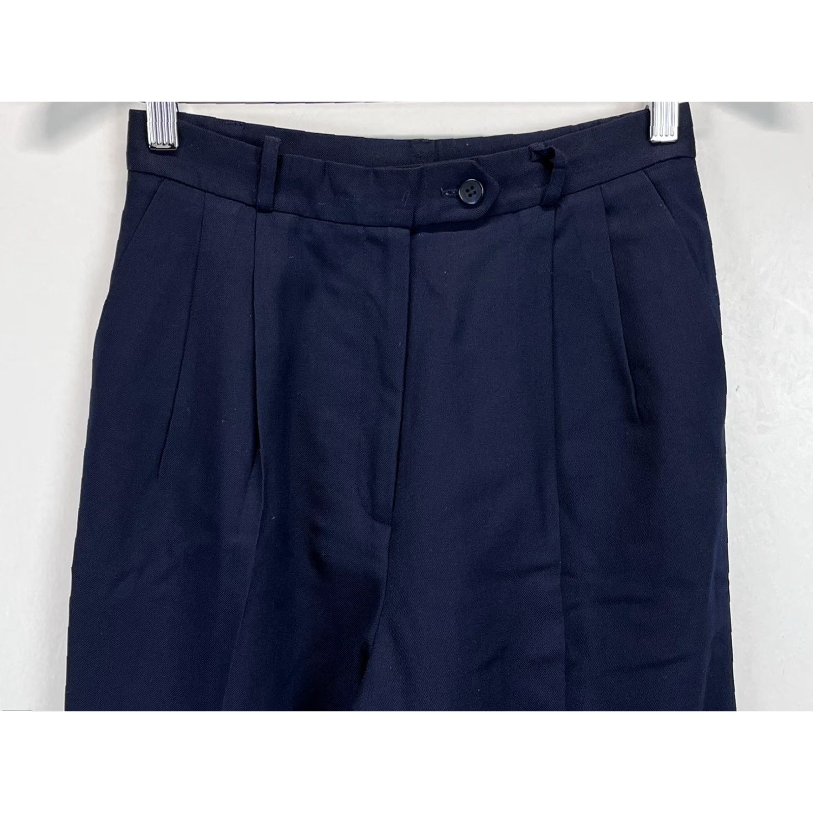 Talbots VINTAGE Talbots Dress Pants Navy 100% Worsted Wool Size 8P Petites Tapered VGUC Women 8P Pants Size 30" / US 8 / IT 44 - 3 Thumbnail