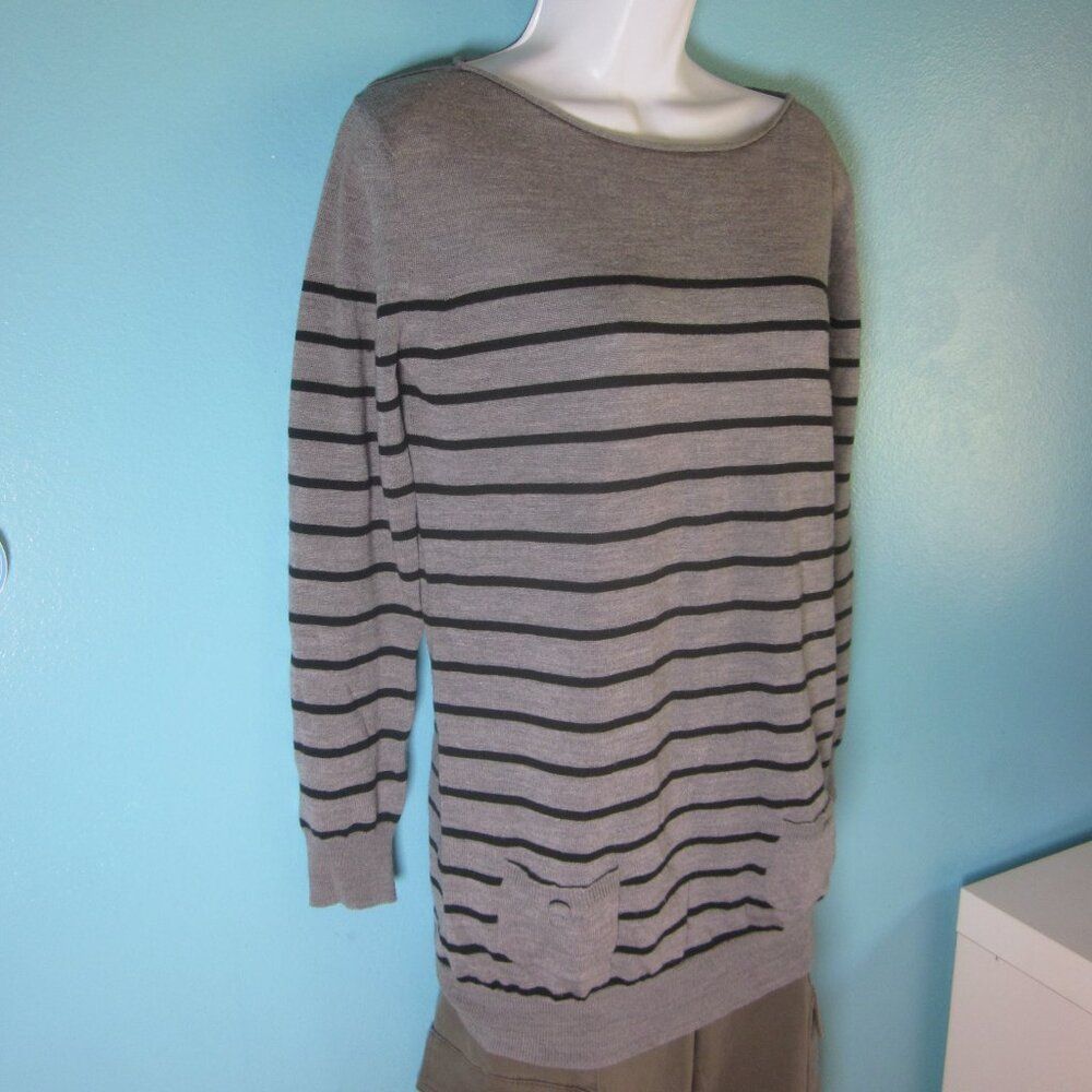 3.1 Phillip Lim 3.1 Phillip Lim Size XS Gray Striped Merino Wool Long Sleeve Size XS / US 0-2 / IT 36-38 - 3 Thumbnail