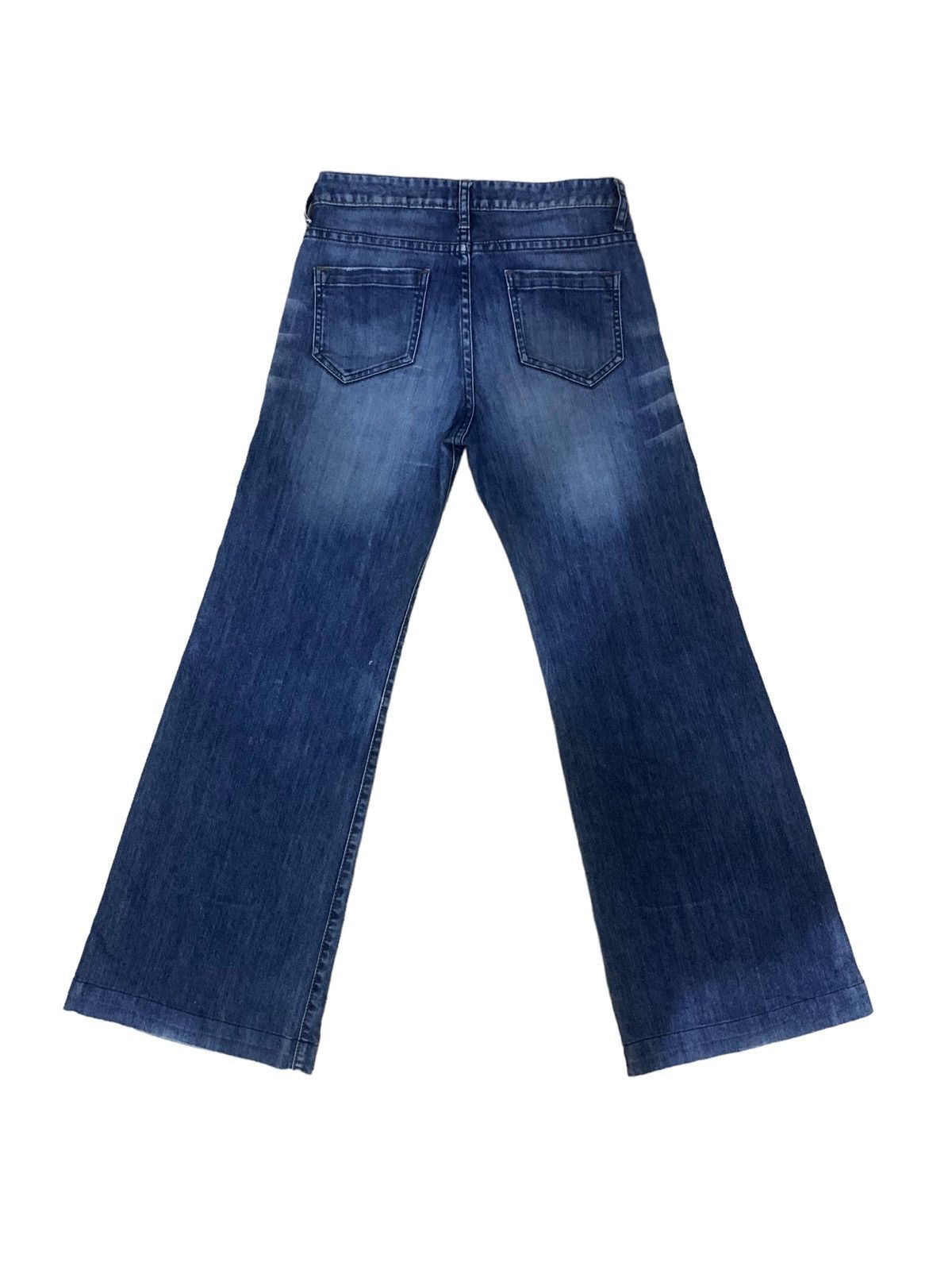 Jun Takahashi × Uniqlo 🔥Flare🔥 Vintage Uniqlo Wide Leg Blue Wash Jeans Size US 28 / EU 44 - 2 Thumbnail