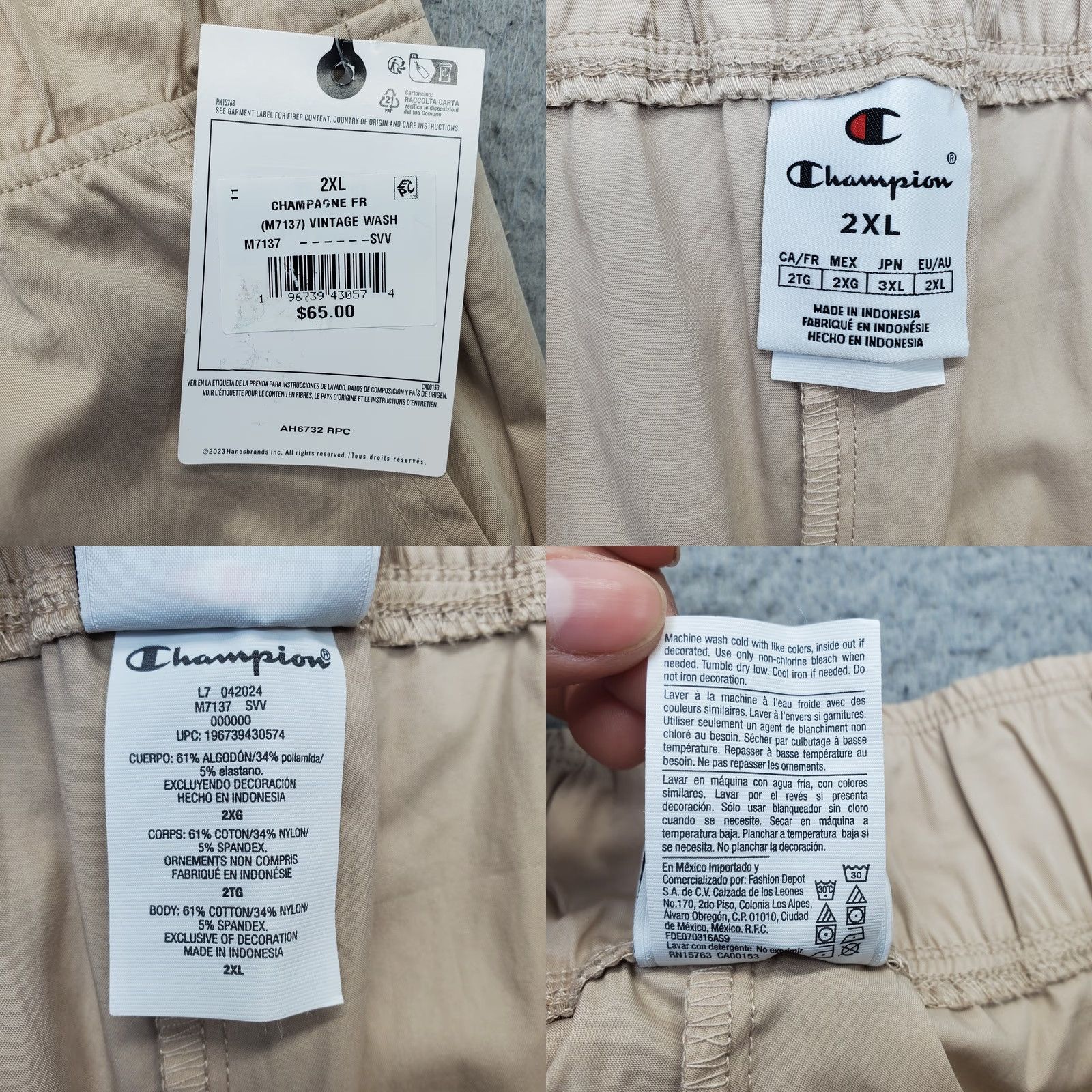 Champion Champion Jogger Pants Womens 2XL Tan Performance Cargo Pockets Elastic Waist Size: Womens 2XL Tan Jogger Pants Size 40" / US 18 - 8 Thumbnail