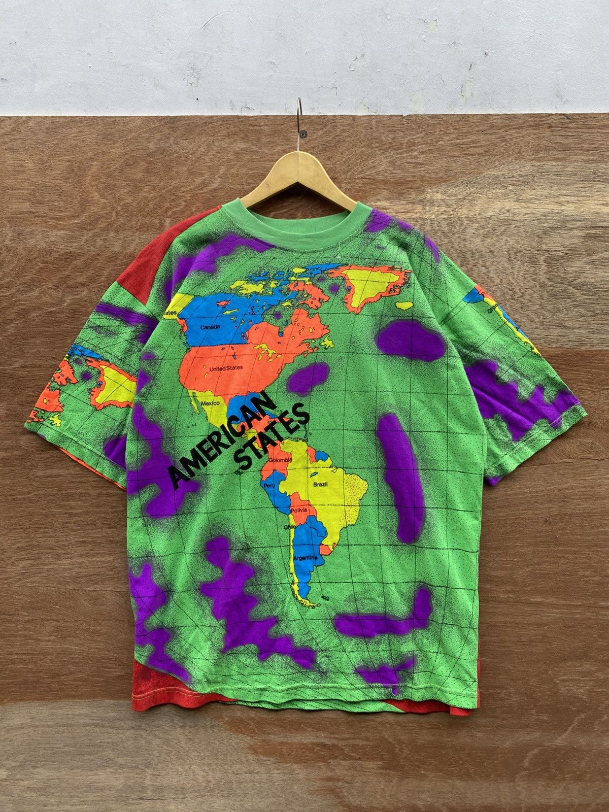 Vintage Vintage american states map all over print tshirt Size US XL / EU 56 / 4 - 1 Thumbnail