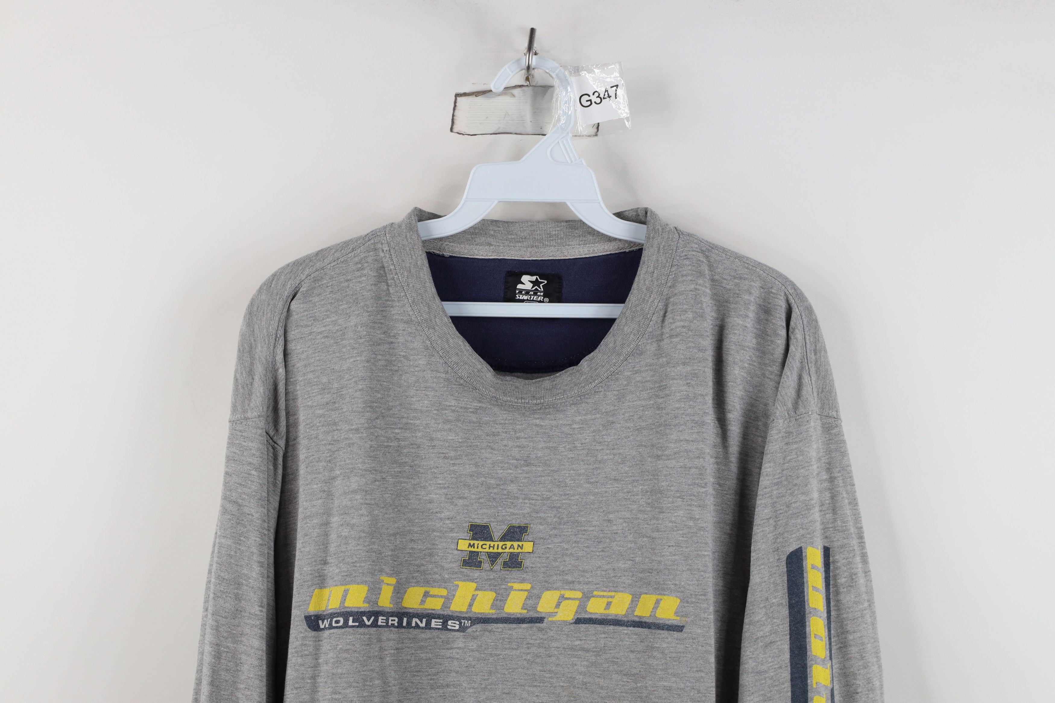 Vintage Vintage 90s Starter University Michigan Long Sleeve T-Shirt Size US XL / EU 56 / 4 - 2 Thumbnail