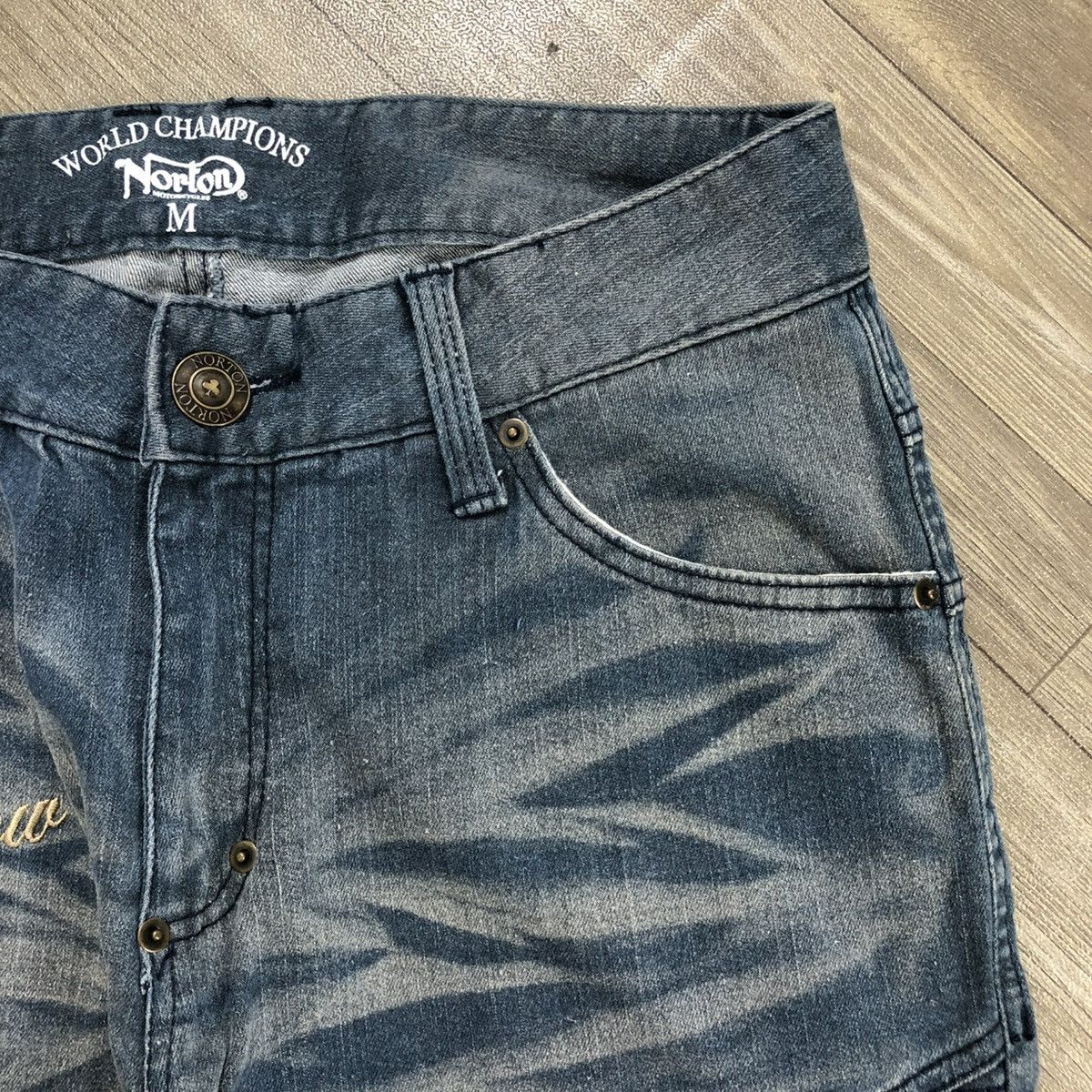 Norton × Sports Specialties 2000s Norton World Champions Biker Jeans Size US 31 - 4 Thumbnail