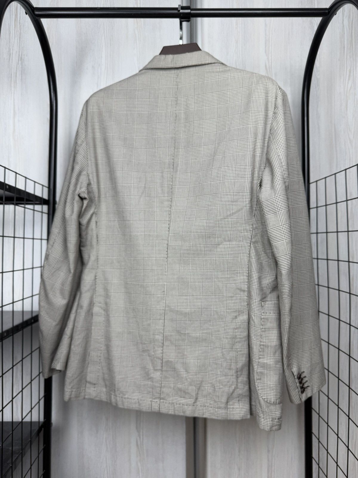 Cantarelli Cantarelli Washed grey checkered cotton houndstooth blazer Size 44R - 7 Thumbnail