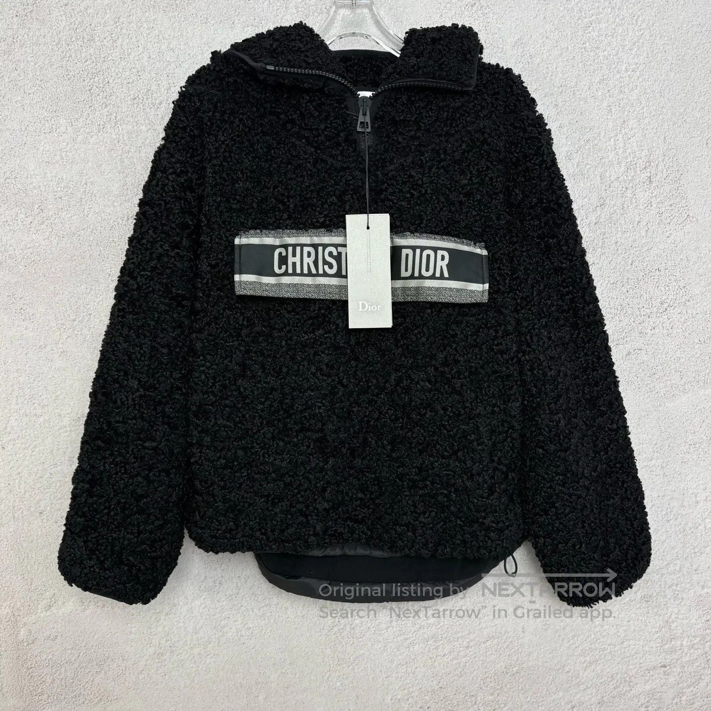 Dior Dior Half-zipper embroidered slogan Teddy wool coat Size S / US 4 / IT 40 - 1 Thumbnail