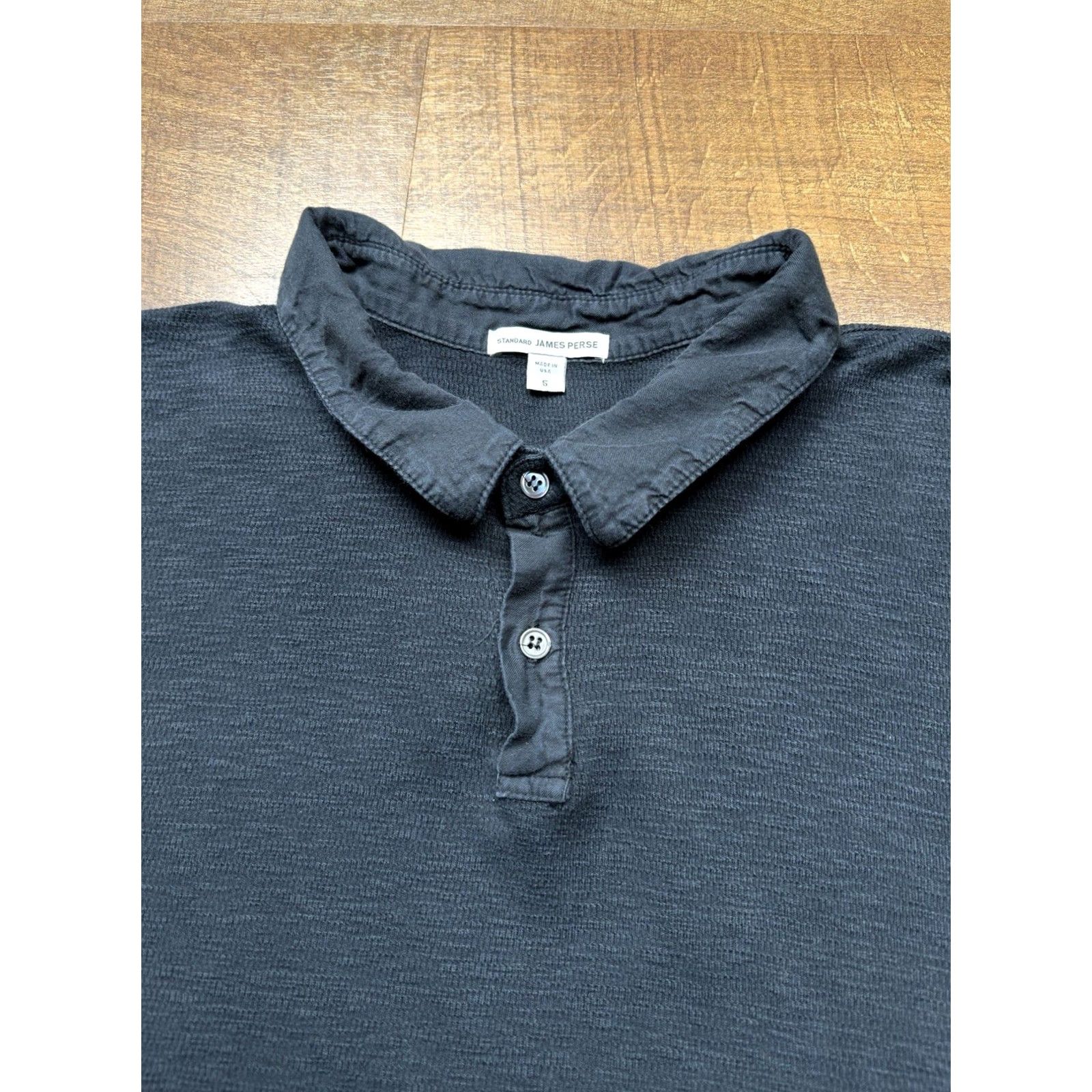 James Perse VINTAGE James Perse Polo Shirt Mens Size 5 Black Cotton 100% Supima Crew Neck Long Sleeve Pullover Shirt Size US S / EU 44-46 / 1 - 5 Thumbnail
