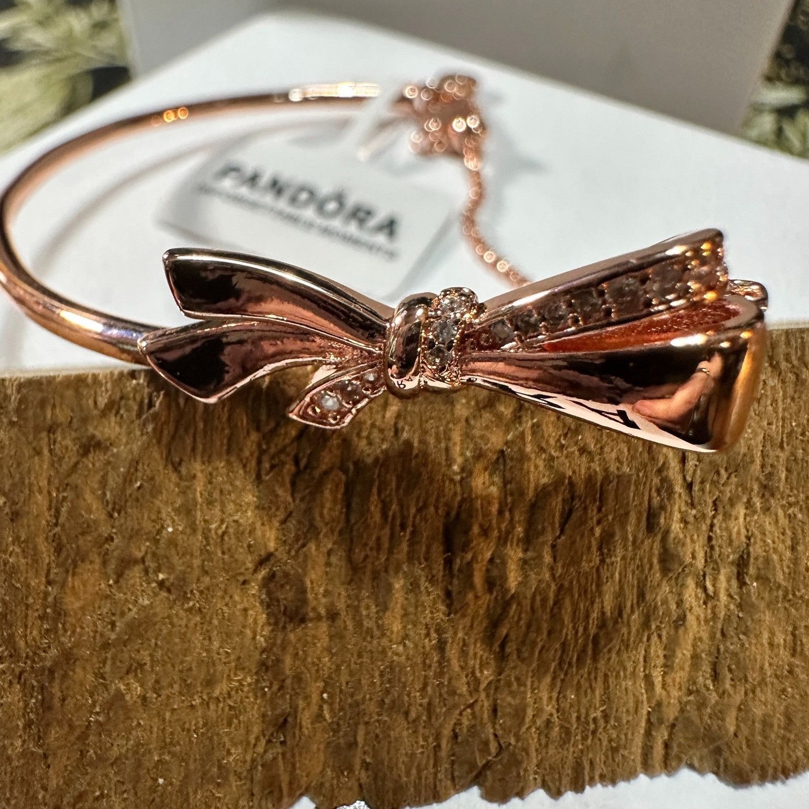 pandora Authentic Pandora Rose Gold Brilliant Bow Bracelet Bangle, S Size ONE SIZE - 1 Thumbnail