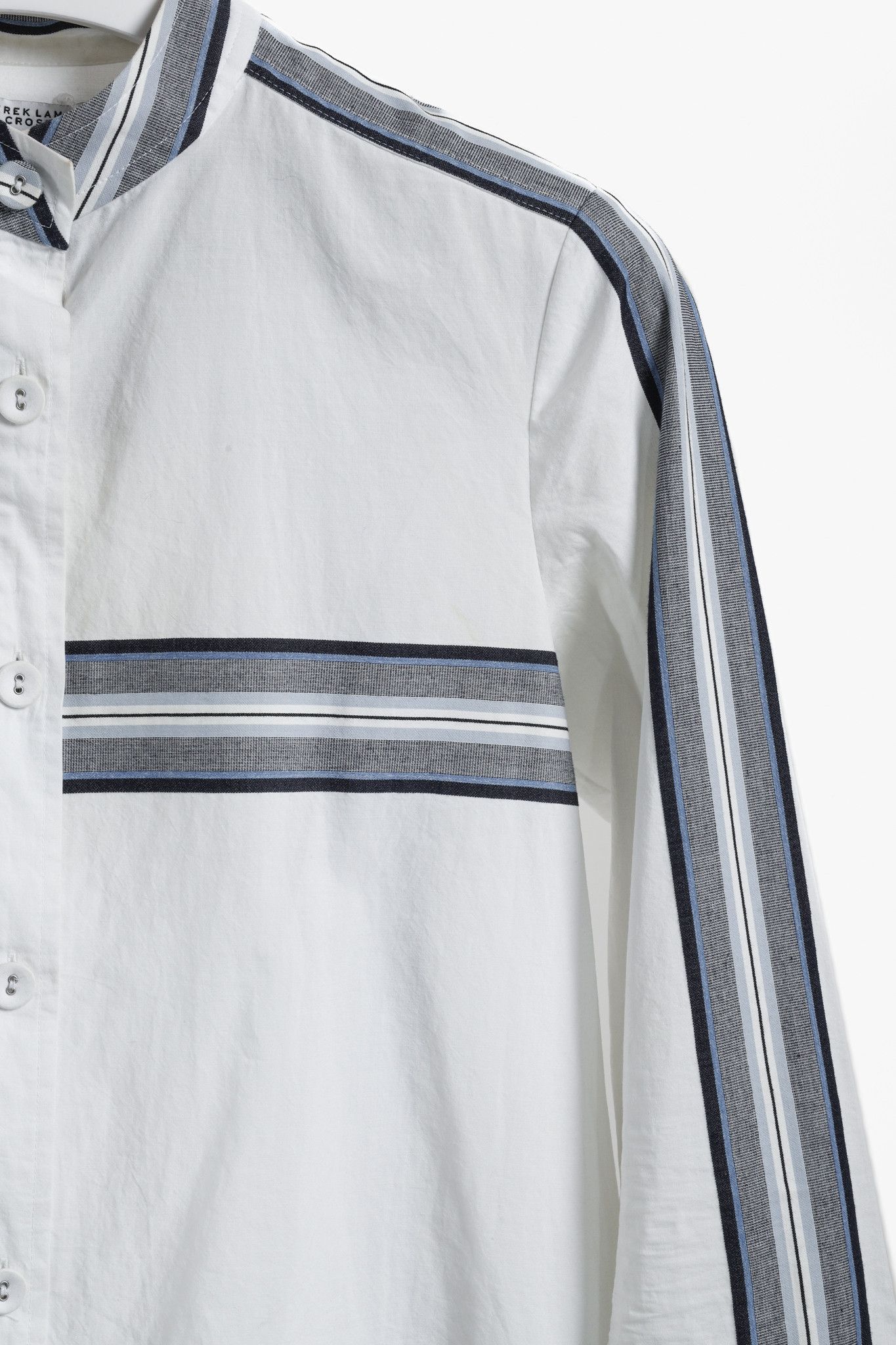 Derek Lam 10 Crosby Derek Lam White Cotton Button Down w/ Blue Striped P Size S / US 4 / IT 40 - 5 Thumbnail