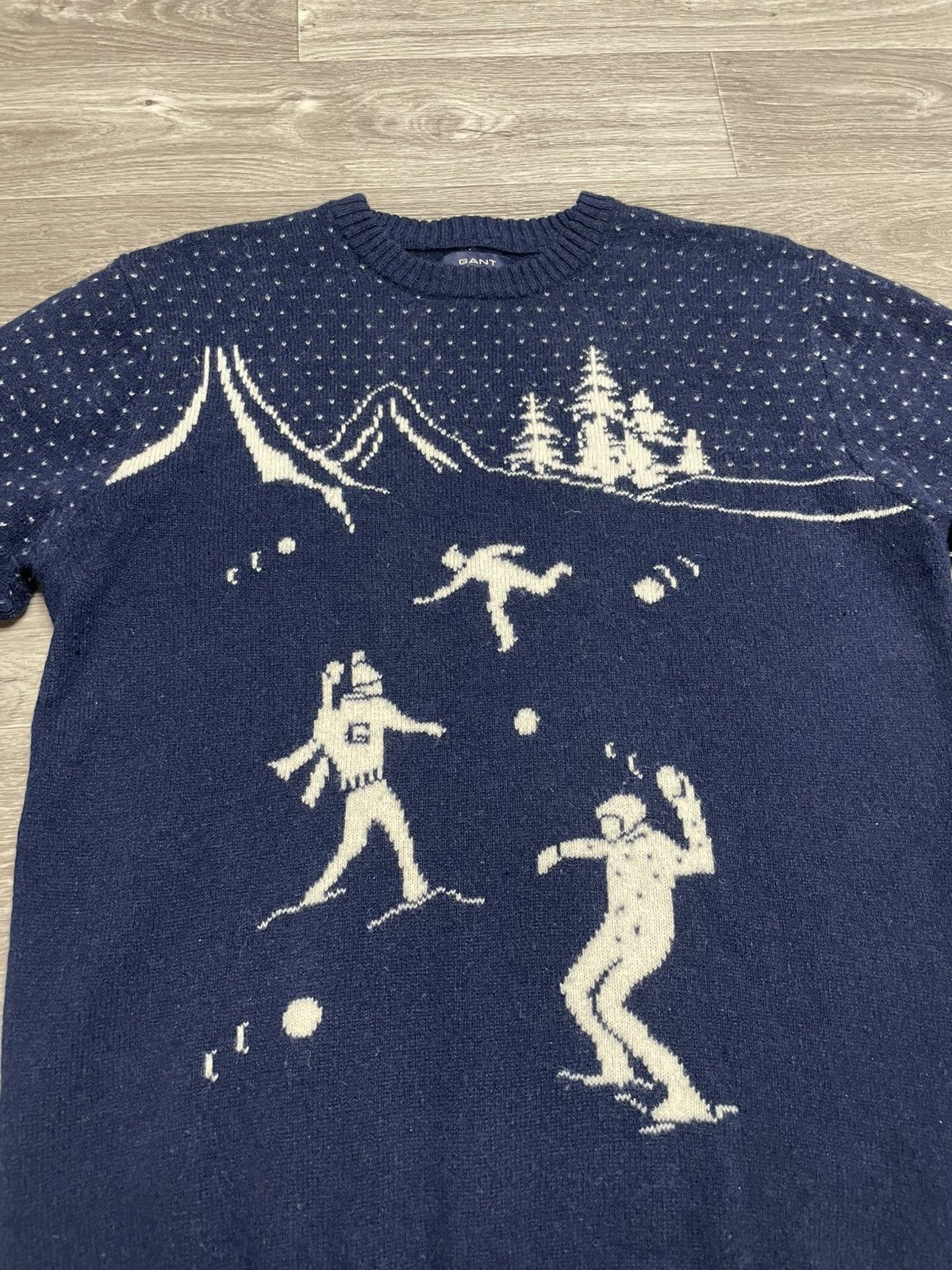 Gant GANT Wool Sweater Snow Scene Vintage Winter Knit Navy Size US XL / EU 56 / 4 - 7 Thumbnail