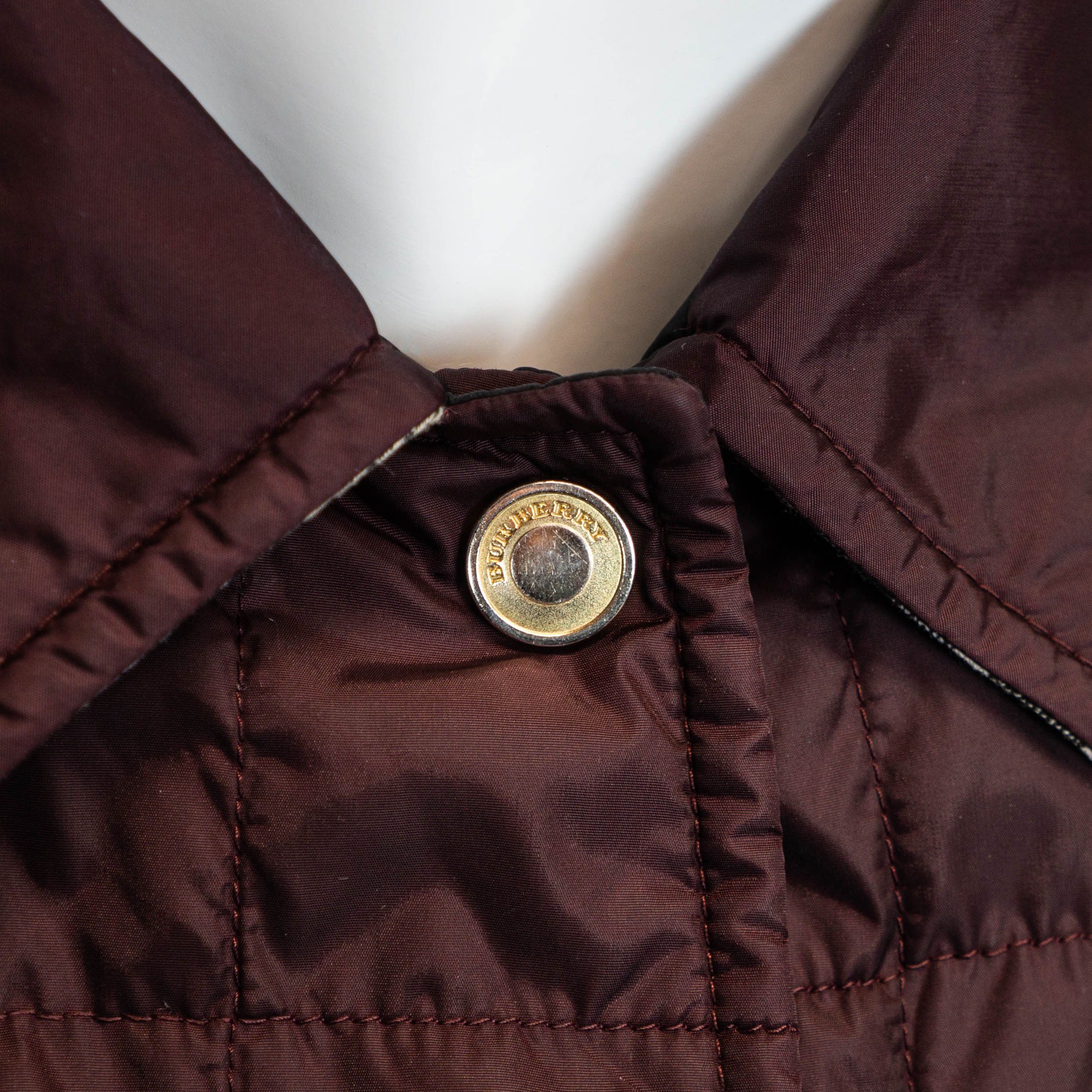 Burberry BURBERRY Check Women Quilted Jacket Burgundy Vintage 90s 00s Size S / US 4 / IT 40 - 5 Thumbnail