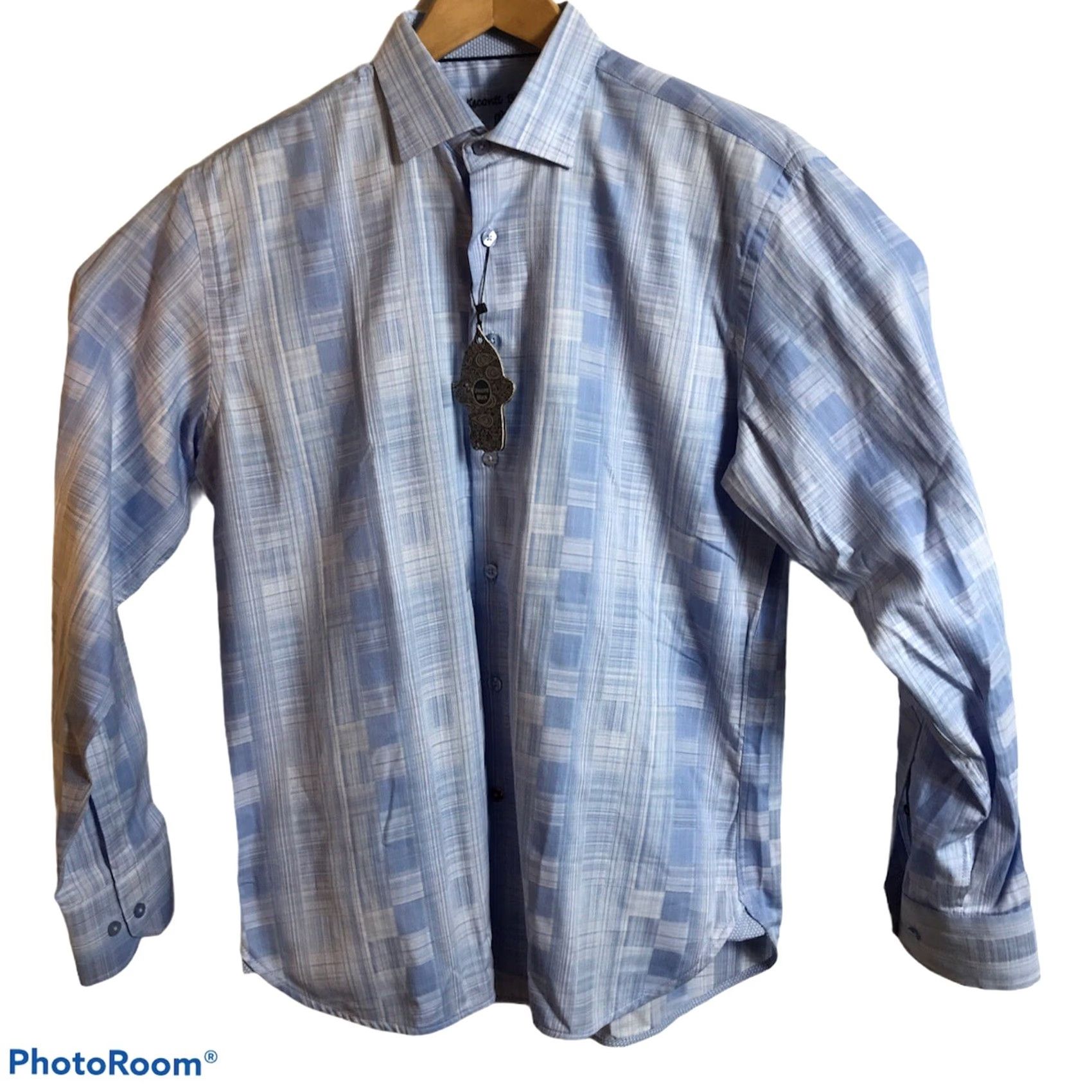 Vintage VINTAGE Visconti Black Shirt Mens Medium Blue Plaid Long Sleeve Button-Up Shirt Size US M / EU 48-50 / 2 - 3 Thumbnail