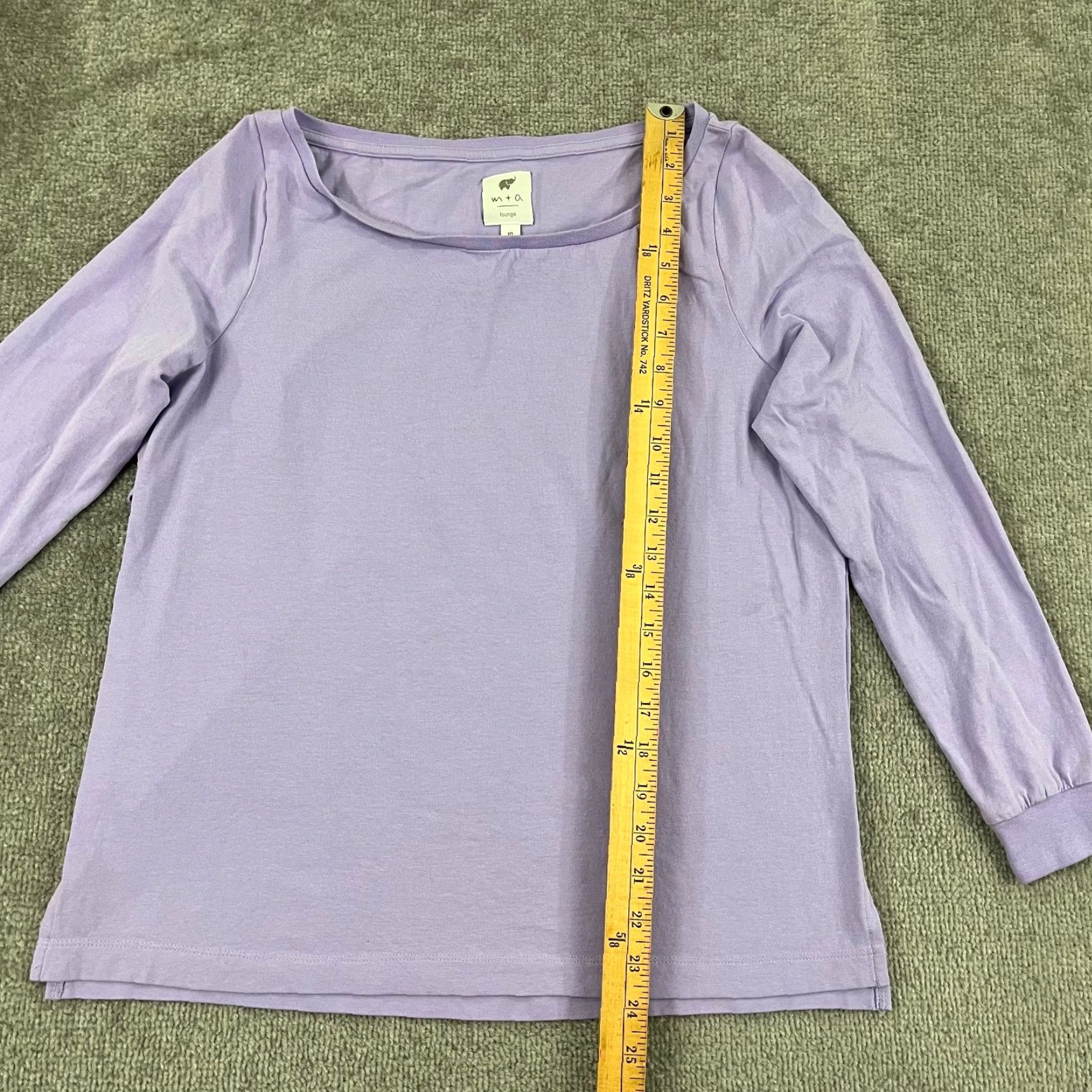 Vintage MONICA + ANDY Shirt Womens M Purple Blouse Boat Neck Pajama Side Slit Top Size M / US 6-8 / IT 42-44 - 3 Thumbnail