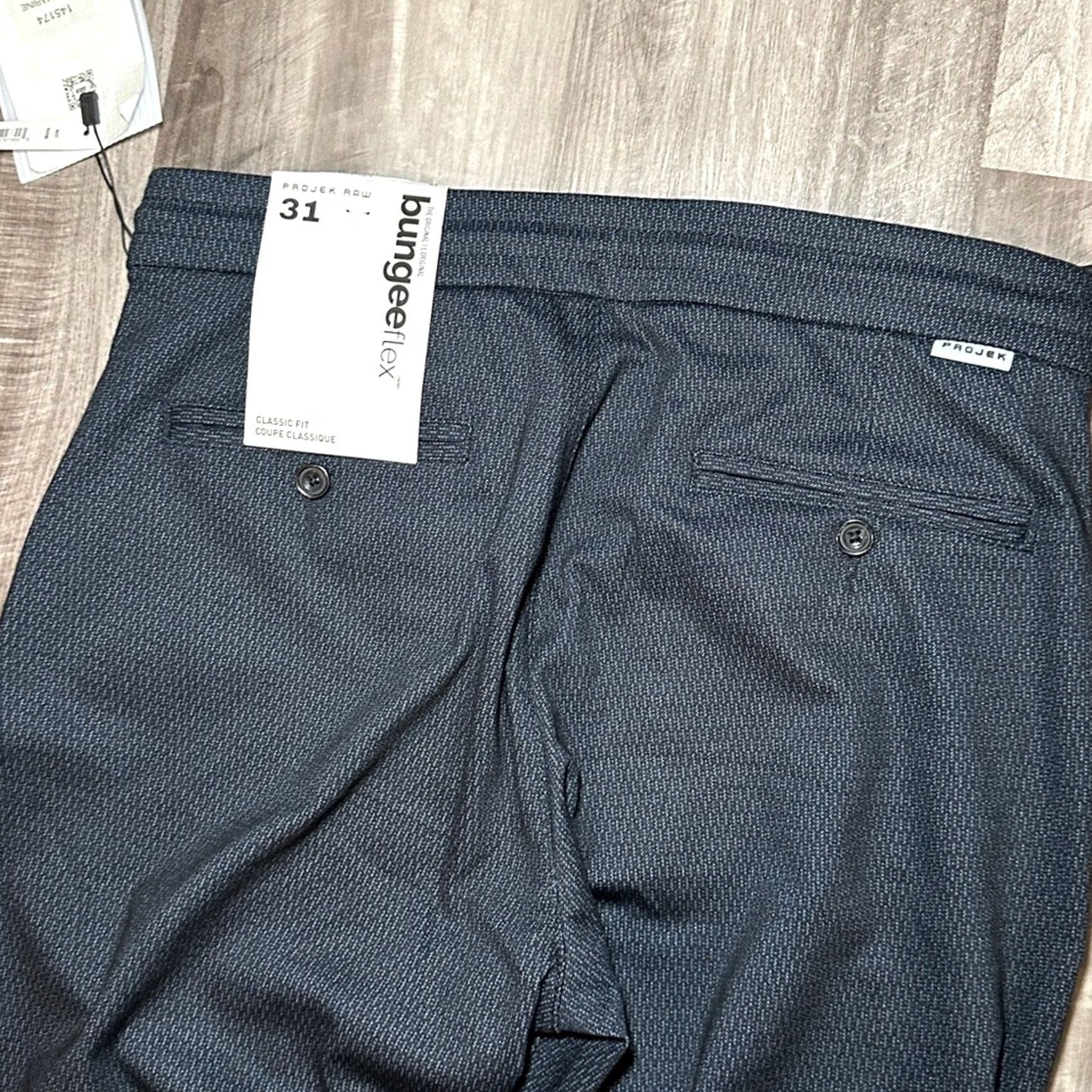 Vintage Projek Raw Bungee Flex Classic Fit Navy Trouser Pants - 31 Men Chino 30in Inseam Navy Blue Brand: Projek Raw (NWT) Size US 31 - 5 Thumbnail