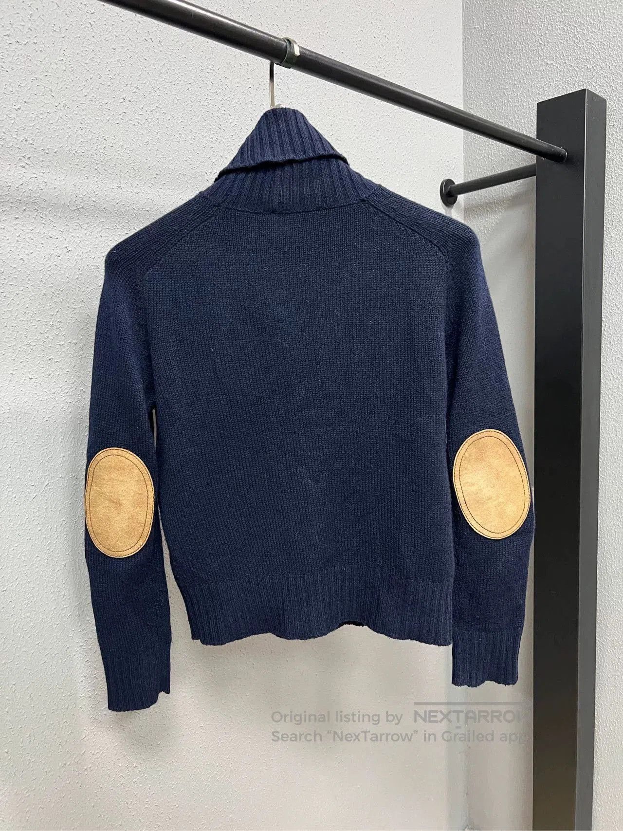 Prada navy turtleneck wool sweater with elbow patches. Size US M / EU 48-50 / 2 - 2 Thumbnail