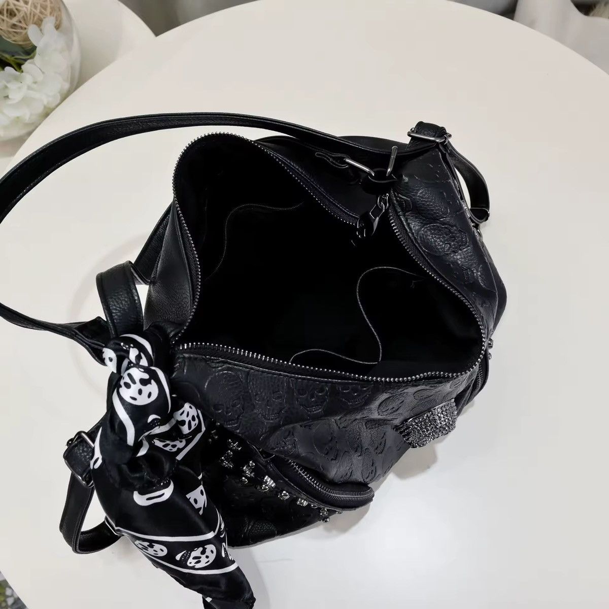 Other Gothic Punk Style Skeleton PU Leather Rivet Shoulder Bag Size ONE SIZE - 3 Thumbnail