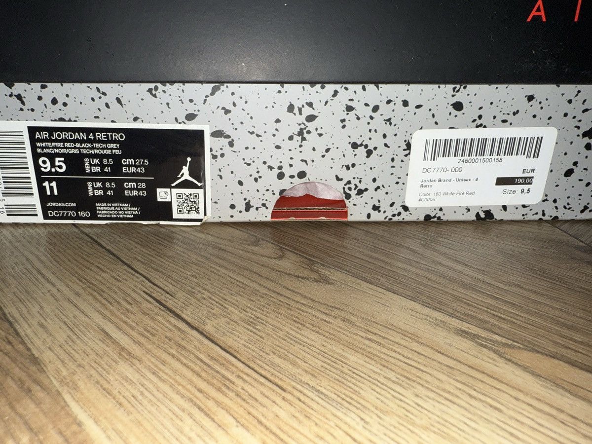 Jordan Brand JORDAN 4 Fire red Size 9.5US 2020 Size US 9.5 / EU 42-43 - 9 Thumbnail