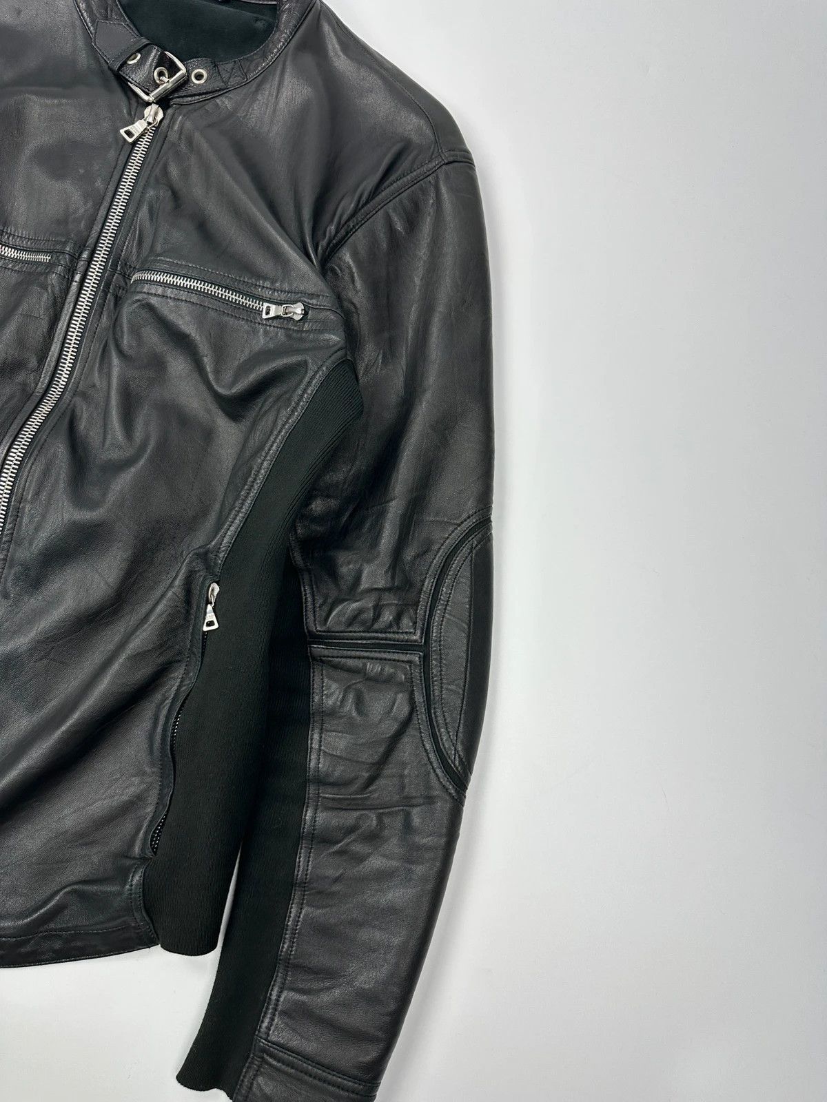 Prada Prada Sport FW2002 Black Leather & Cotton Motor Panel Jacket Size US M / EU 48-50 / 2 - 4 Thumbnail