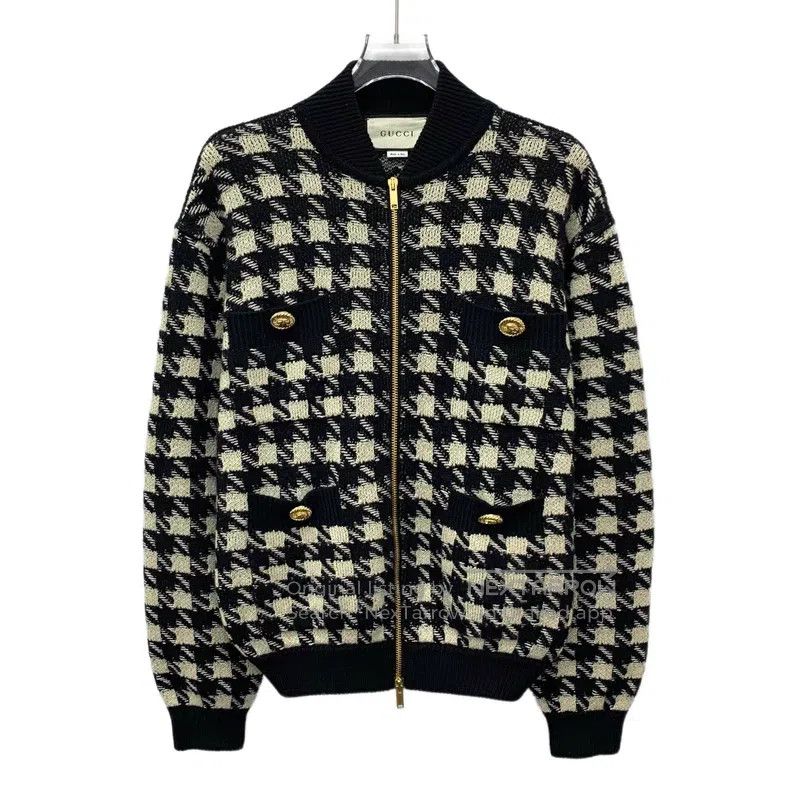 Gucci Gucci Colour-blocked check cashmere knitted zipper jacket Size XS / US 0-2 / IT 36-38 - 1 Thumbnail