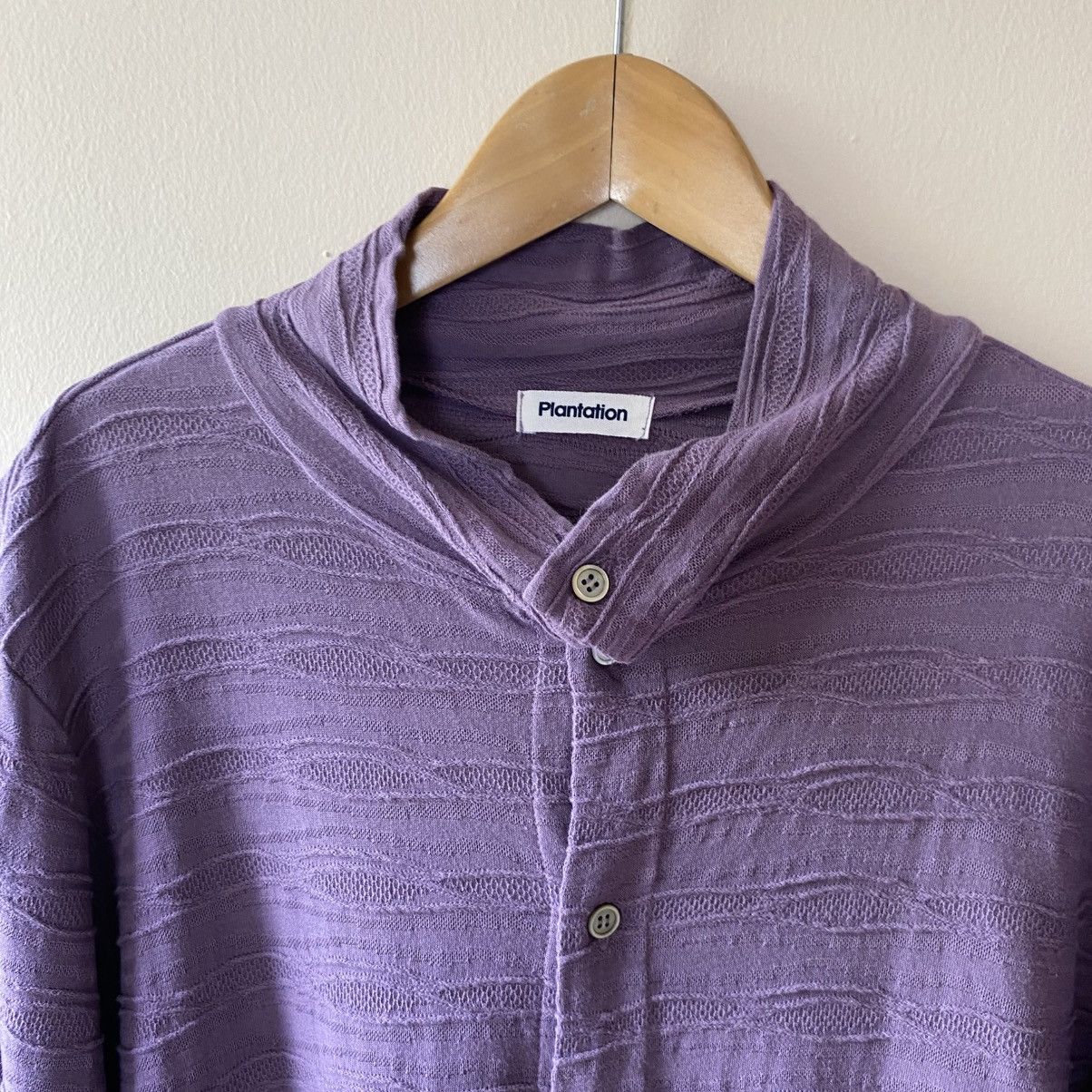Issey Miyake Plantation Lavender Textured Stand Collar Shirt Size M / US 6-8 / IT 42-44 - 13 Thumbnail