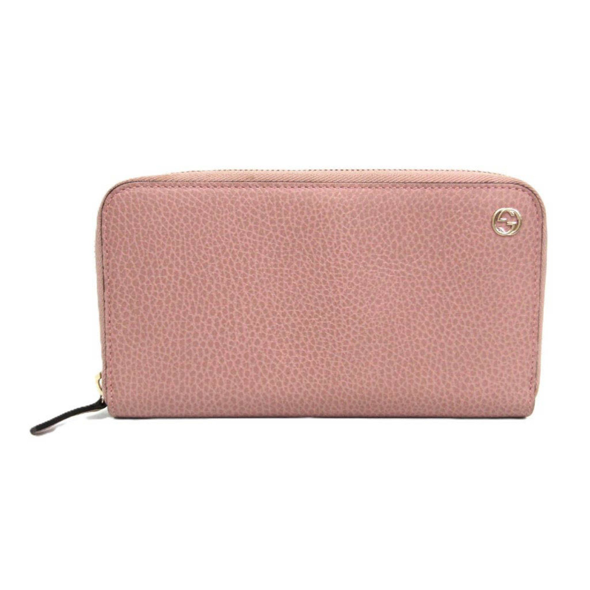 Gucci Gucci Interlocking G 449347 Men,Women Leather Long Wallet (bi-fold) Pink Beige Size ONE SIZE - 1 Thumbnail