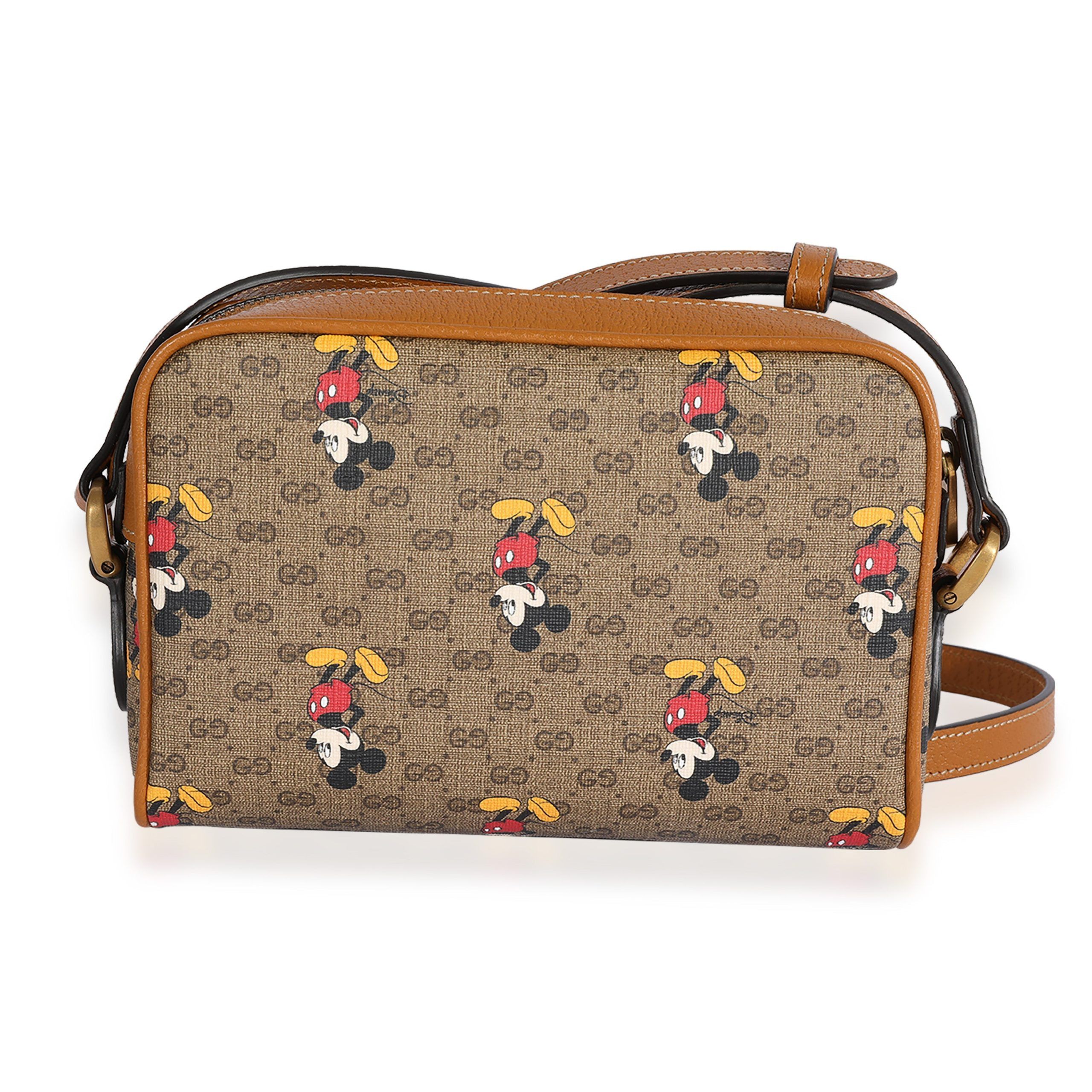 image of Gucci X Disney Vintage GG Supreme Mickey Mouse Shoulder Bag in Brown, Women's