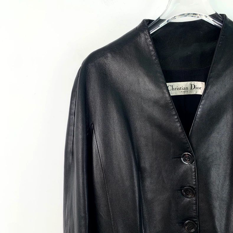 Dior Dior Black cowhide single-breasted long-sleeved belt leathe Size S / US 4 / IT 40 - 3 Thumbnail