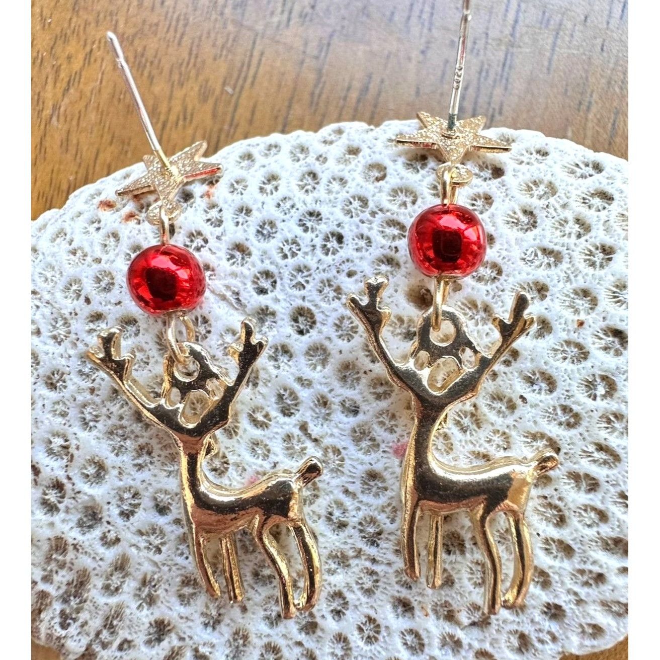 Handmade Reindeer Earrings Rudolph New Festive Christmas Eve Party St Size ONE SIZE - 12 Thumbnail