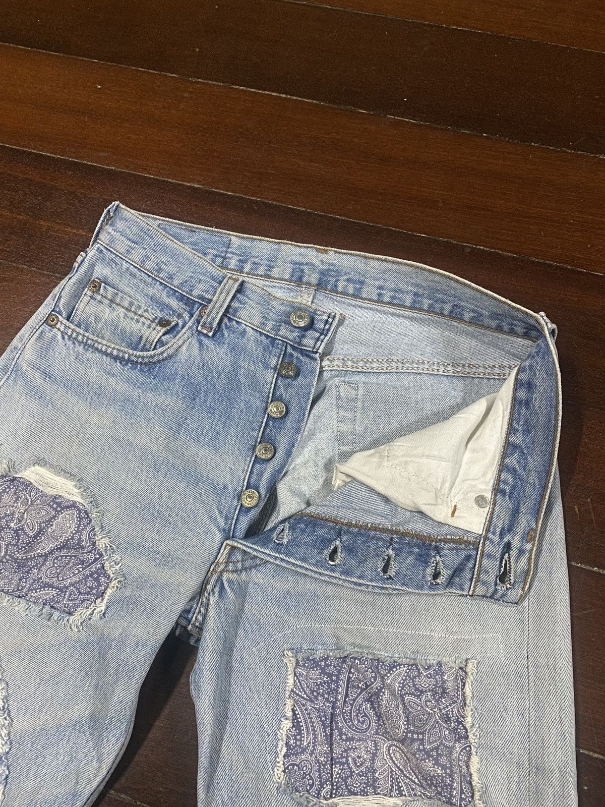 Levi's Vintage 70s 80s Levis 501 distressed rework patch mud wash Size US 30 / EU 46 - 17 Thumbnail