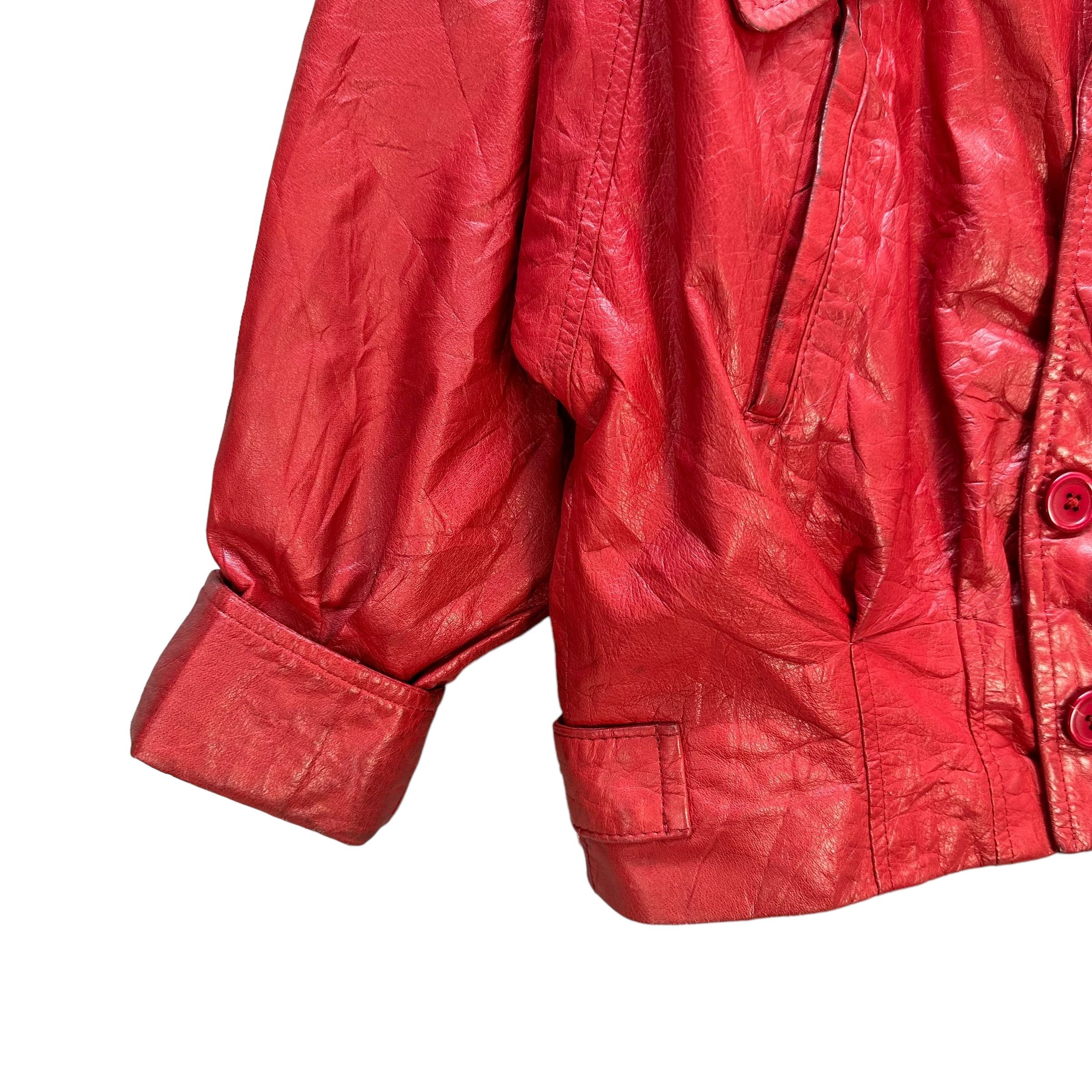 Japanese Brand LEGNA ANGEL LEATHER Red Crop Leather Jacket #A41-0941 Size M / US 6-8 / IT 42-44 - 6 Thumbnail