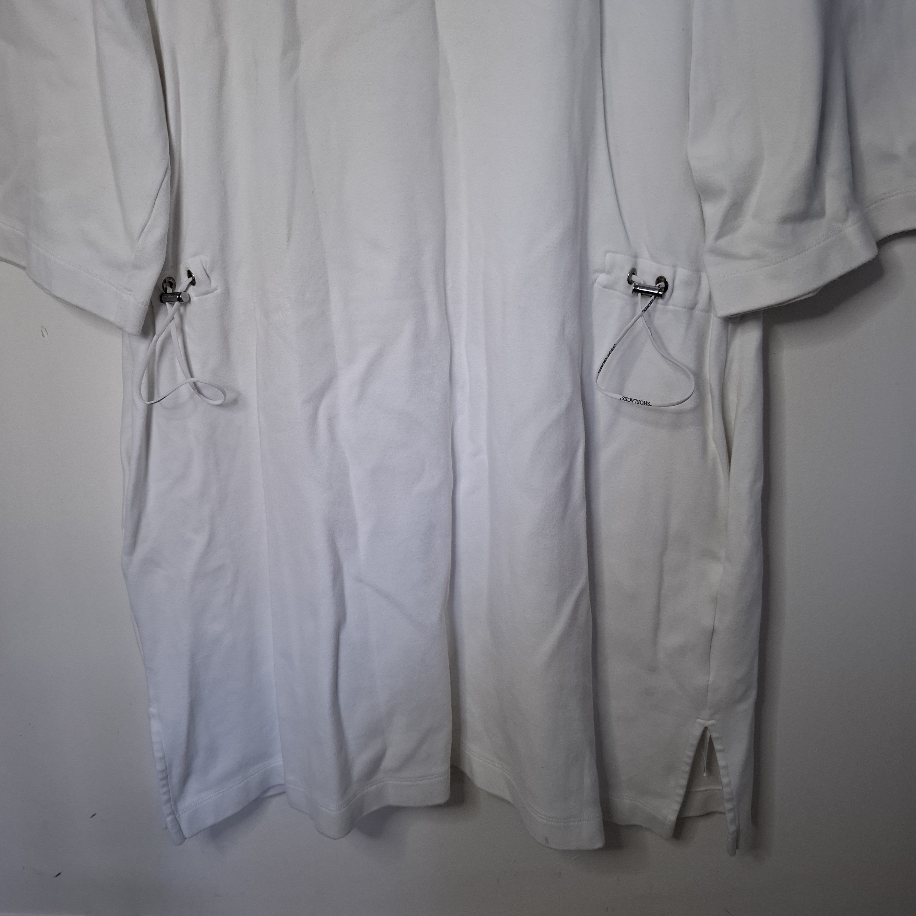 Off-White OFF-WHITE Script Logo Print Coulisse White Shirt Dress Size L / US 10 / IT 46 - 4 Thumbnail