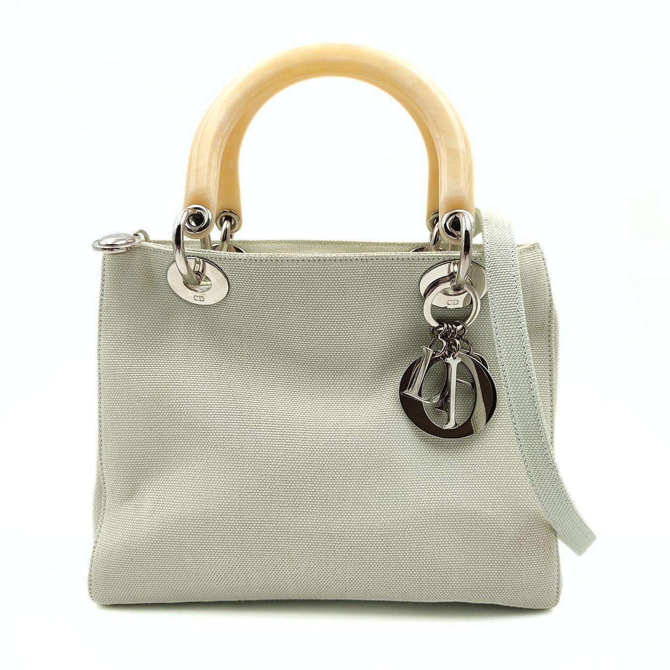 image of Dior Dior Christian Dior Lady Dior Bag In Pastel Water Green Canvas, Women's