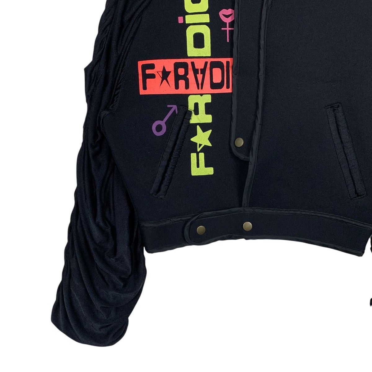 Japanese Brand FARADIC Big Logo Printed Hybrid Cropped Jacket #1646-C73 Size M / US 6-8 / IT 42-44 - 3 Thumbnail