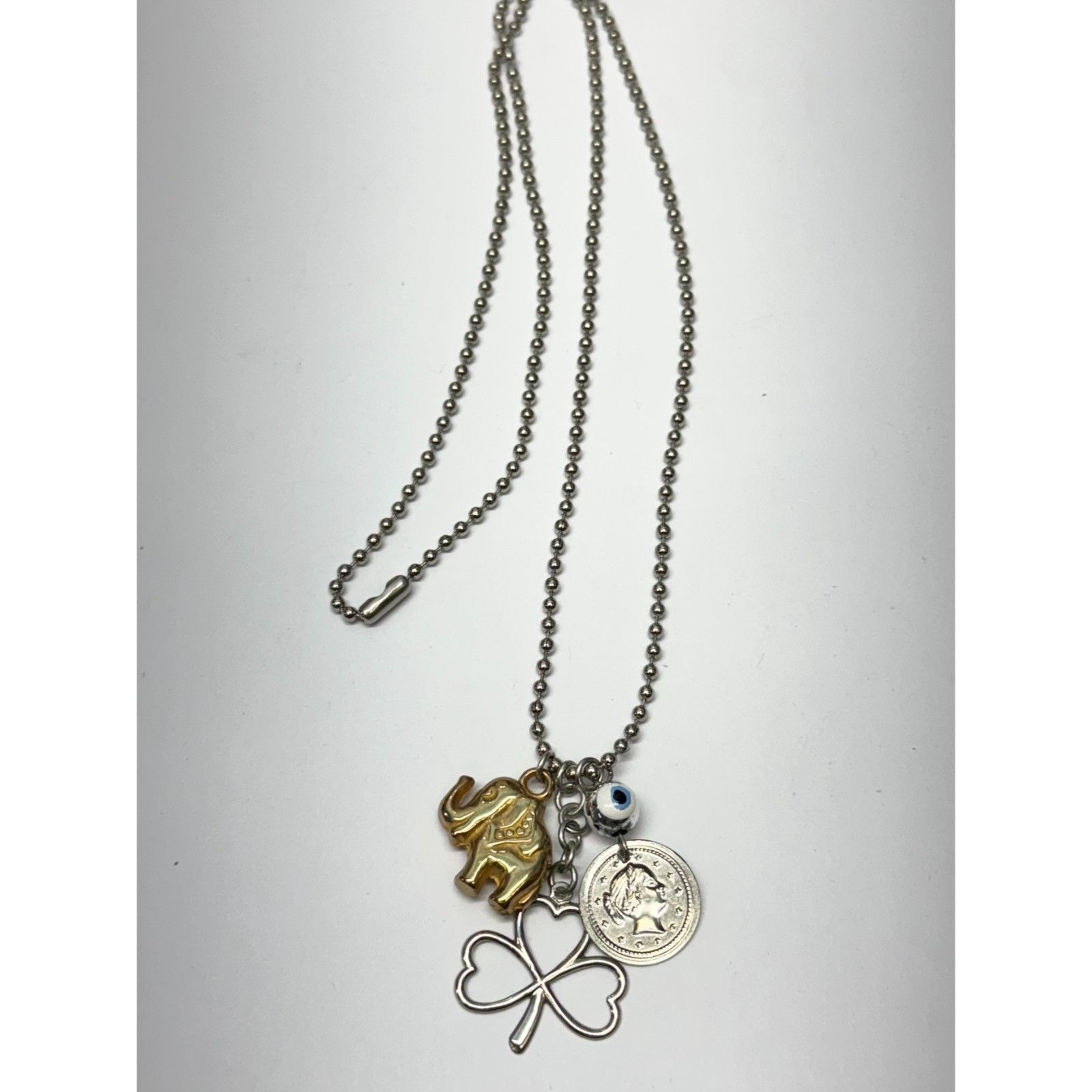 Vintage Vintage bead chain evil eye clothes coin elephant charm neck Size ONE SIZE - 2 Thumbnail