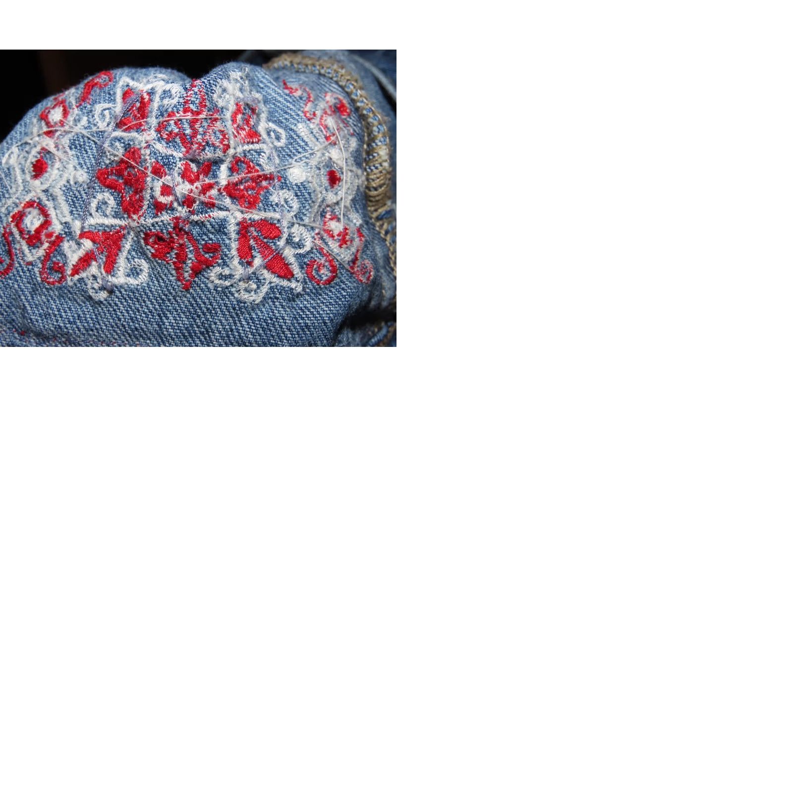Vintage READ Agapo Collection Women's L Denim Jacket Beaded Embroidered Blue Basic Shirt? Size L / US 10 / IT 46 - 9 Thumbnail