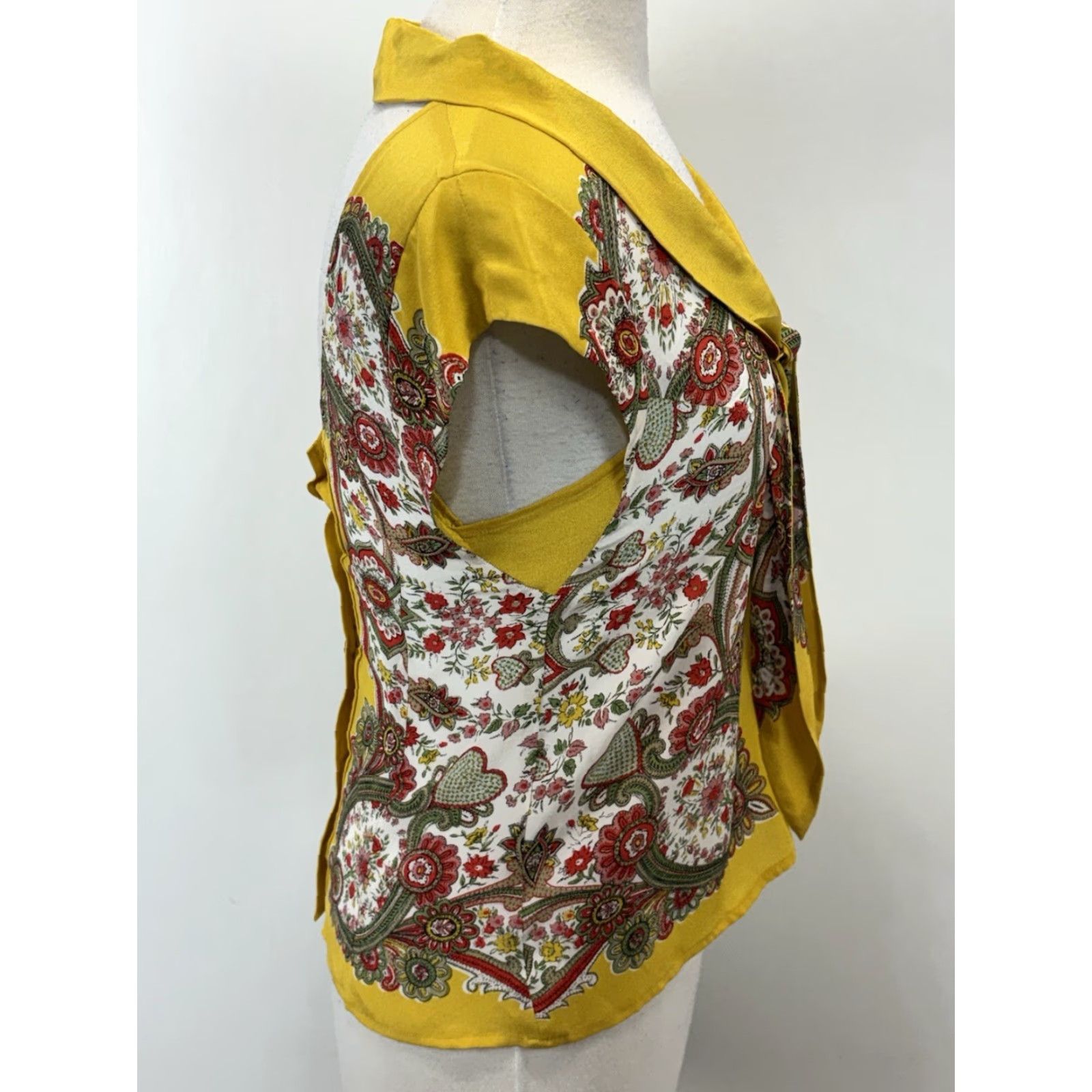 Vintage VINTAGE Maeve by Anthropologie Silk Blouse Mustard Scarf Print Size 2 Womens" Size XS / US 0-2 / IT 36-38 - 4 Thumbnail