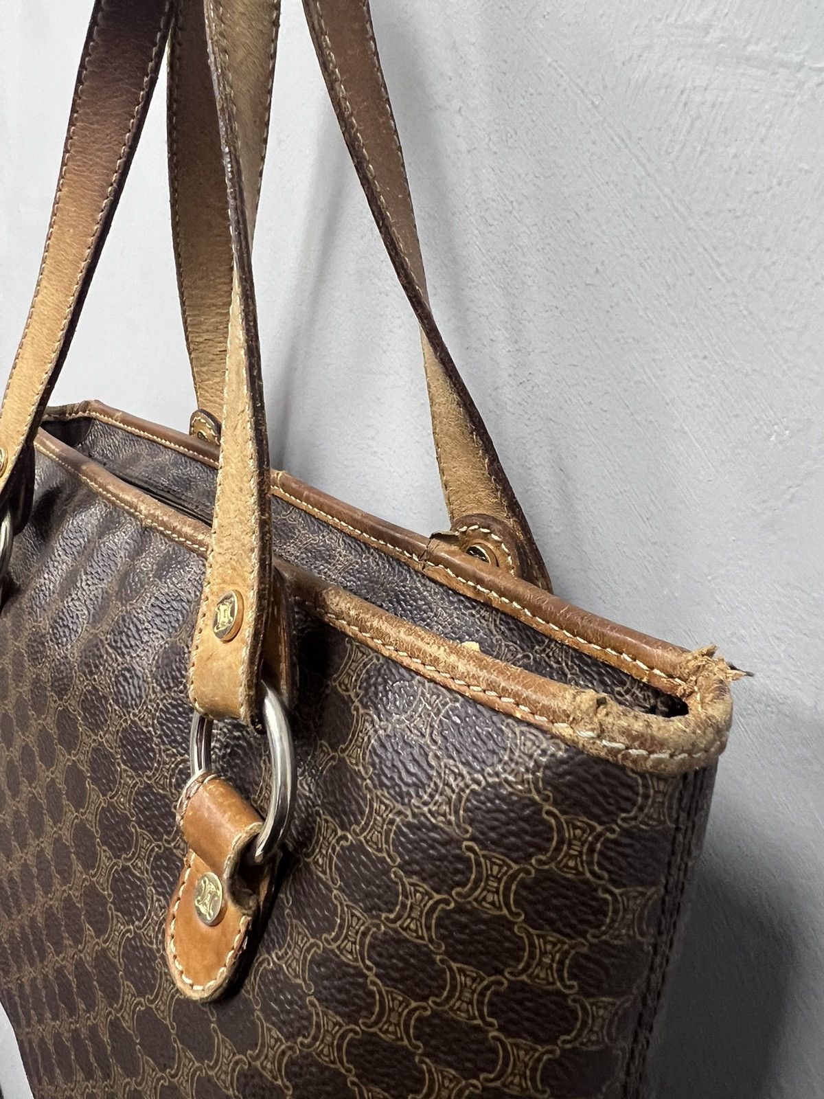 Celine × Vintage Authentic MONOGRAM LEATHER Vintage CELINE Bag MINI Size ONE SIZE - 4 Thumbnail