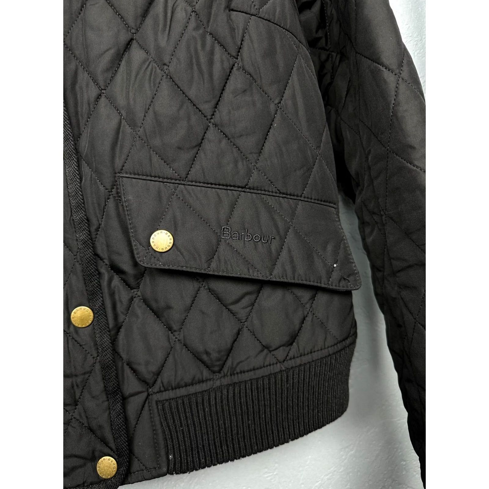 Barbour Barbour Jacket Womens Quilted Biker Size UK 10 M Black Polyester Quilted Size M / US 6-8 / IT 42-44 - 3 Thumbnail