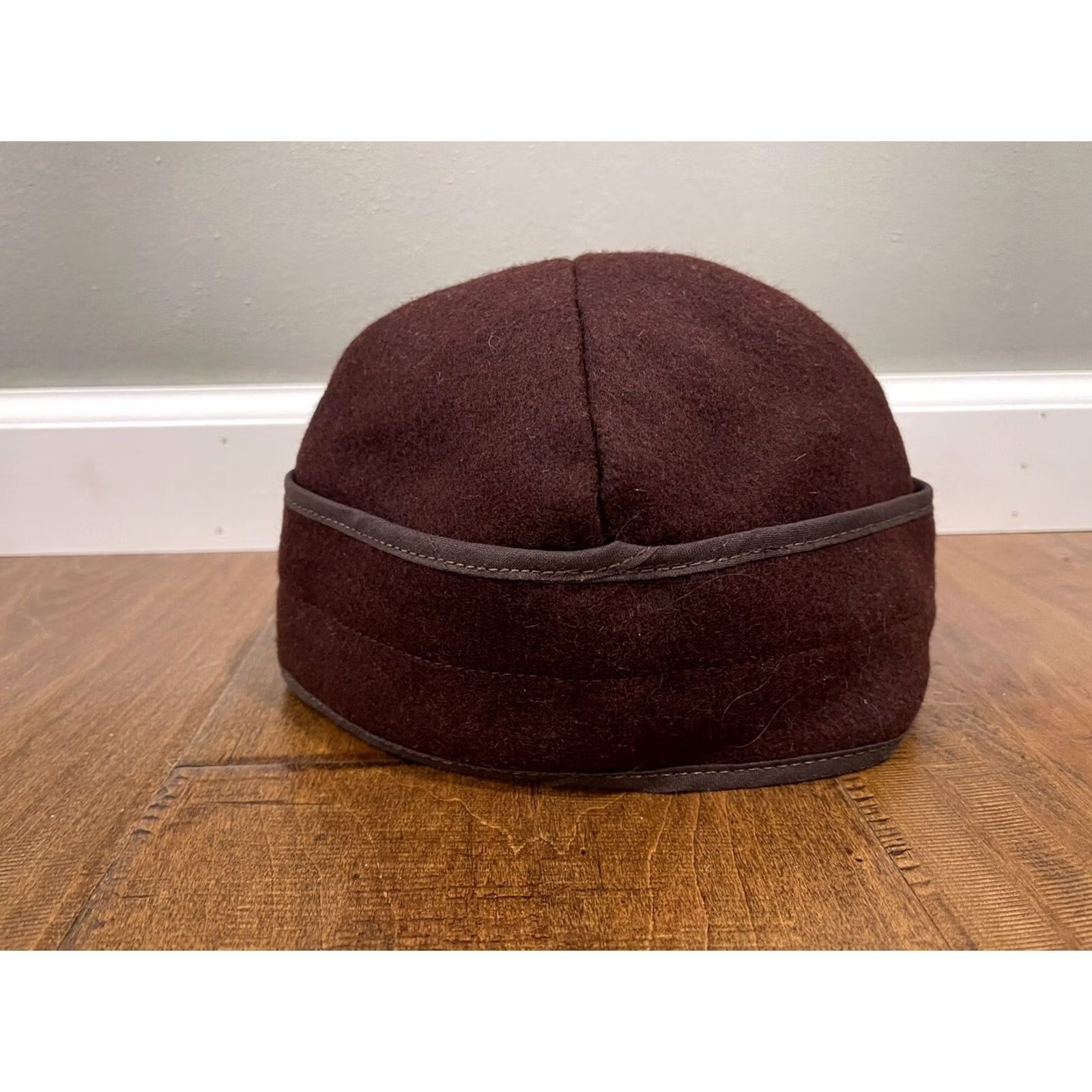 Vintage VINTAGE Wool Woodsman Trapper Hat Cap Burgundy 6 5/8 Earflap Hunting Mens Size ONE SIZE - 3 Thumbnail